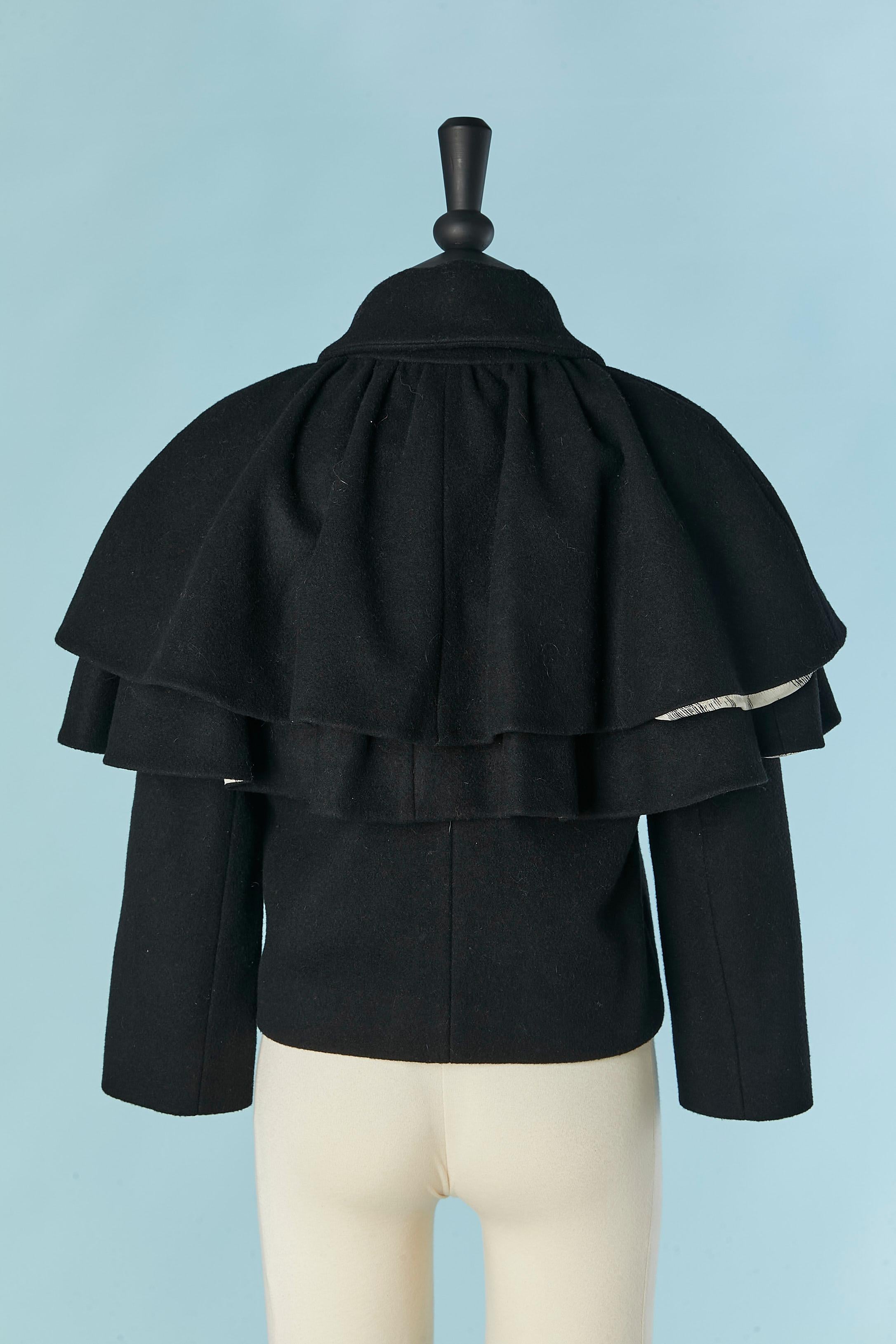 Einreihige Jacke aus schwarzer Wolle mit Doppelumhang M MISSONI im Angebot 2
