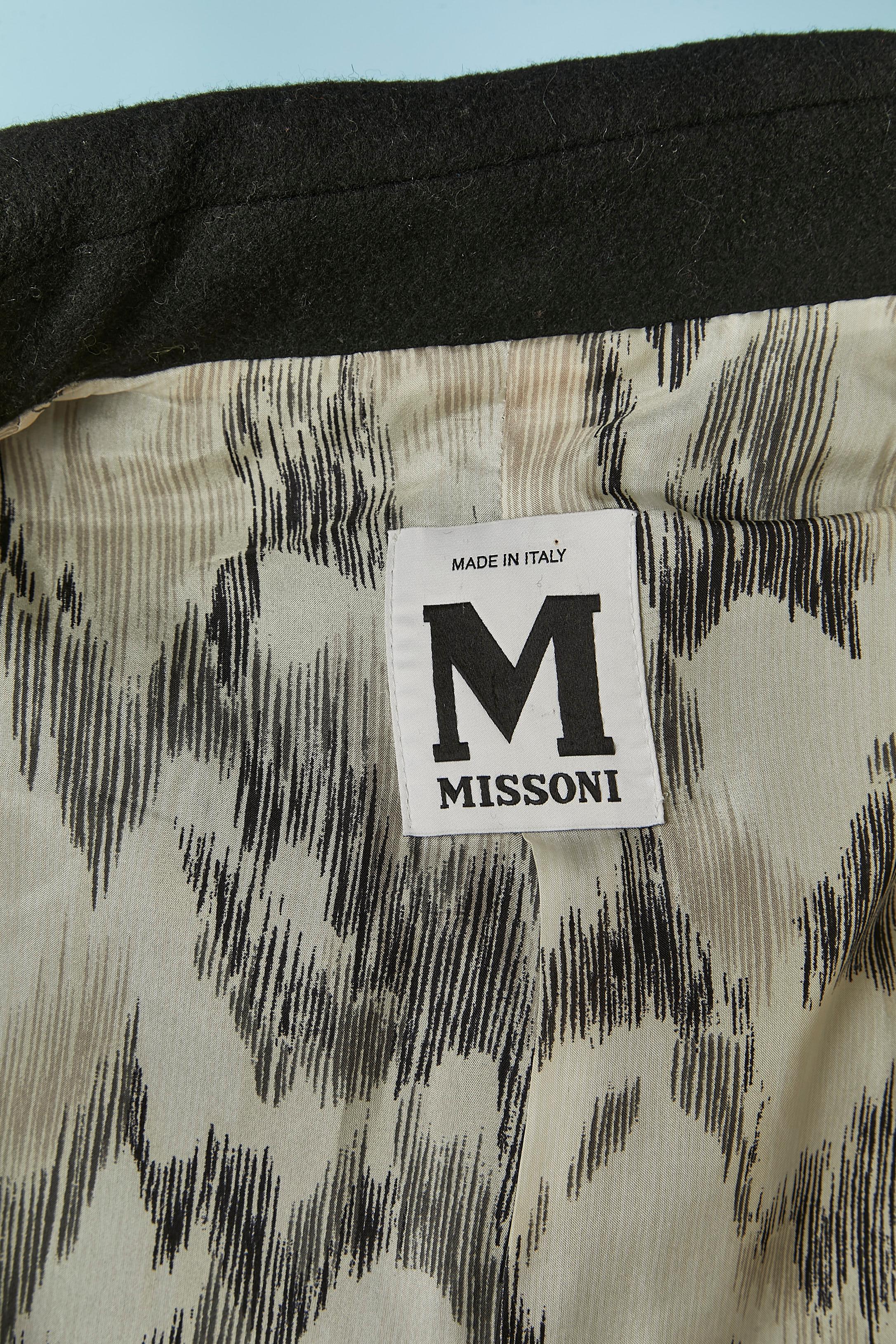 Einreihige Jacke aus schwarzer Wolle mit Doppelumhang M MISSONI im Angebot 3