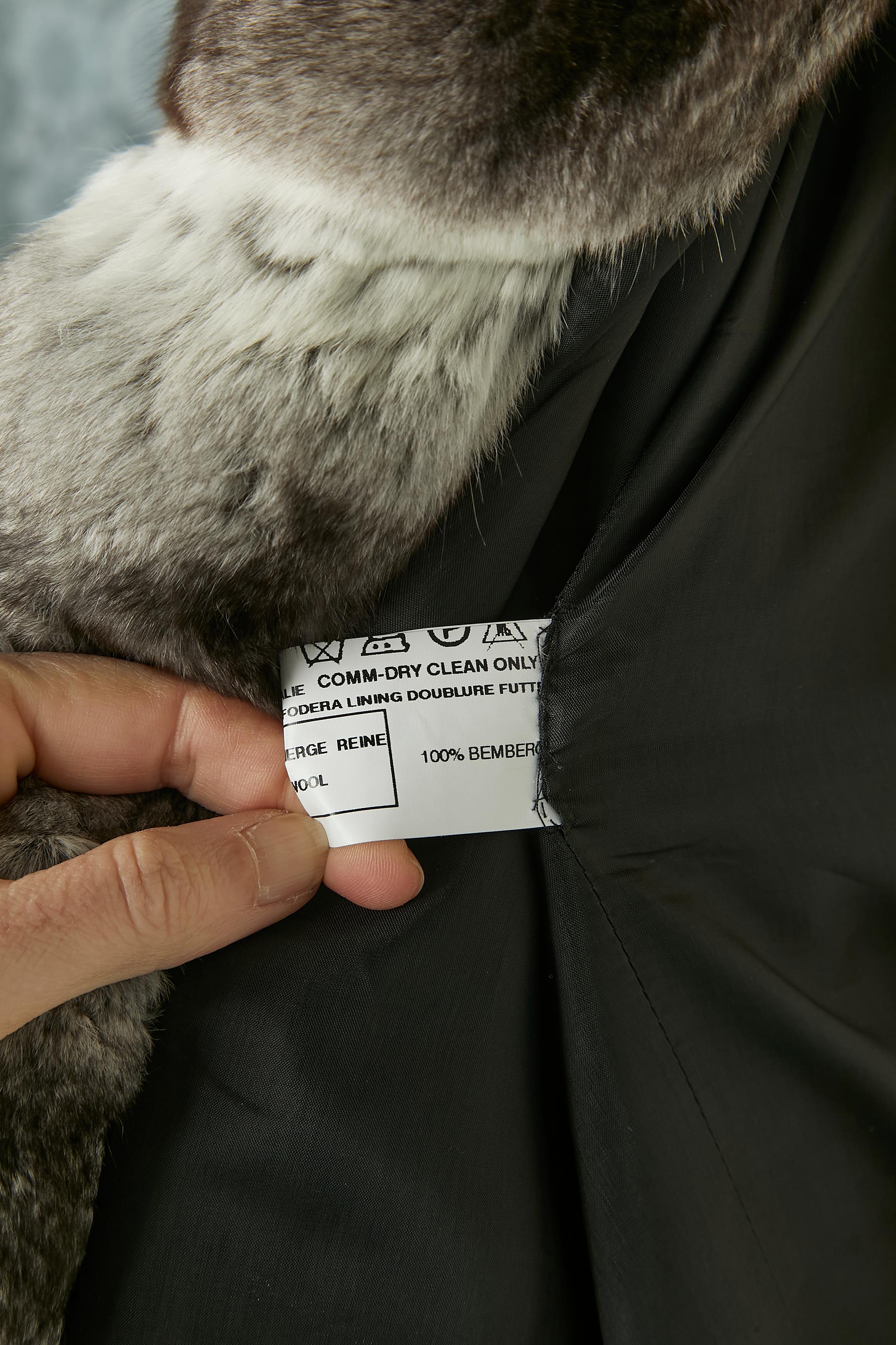Black wool single breasted jacket with fur collar and cuffs MARIO BORSATO 6