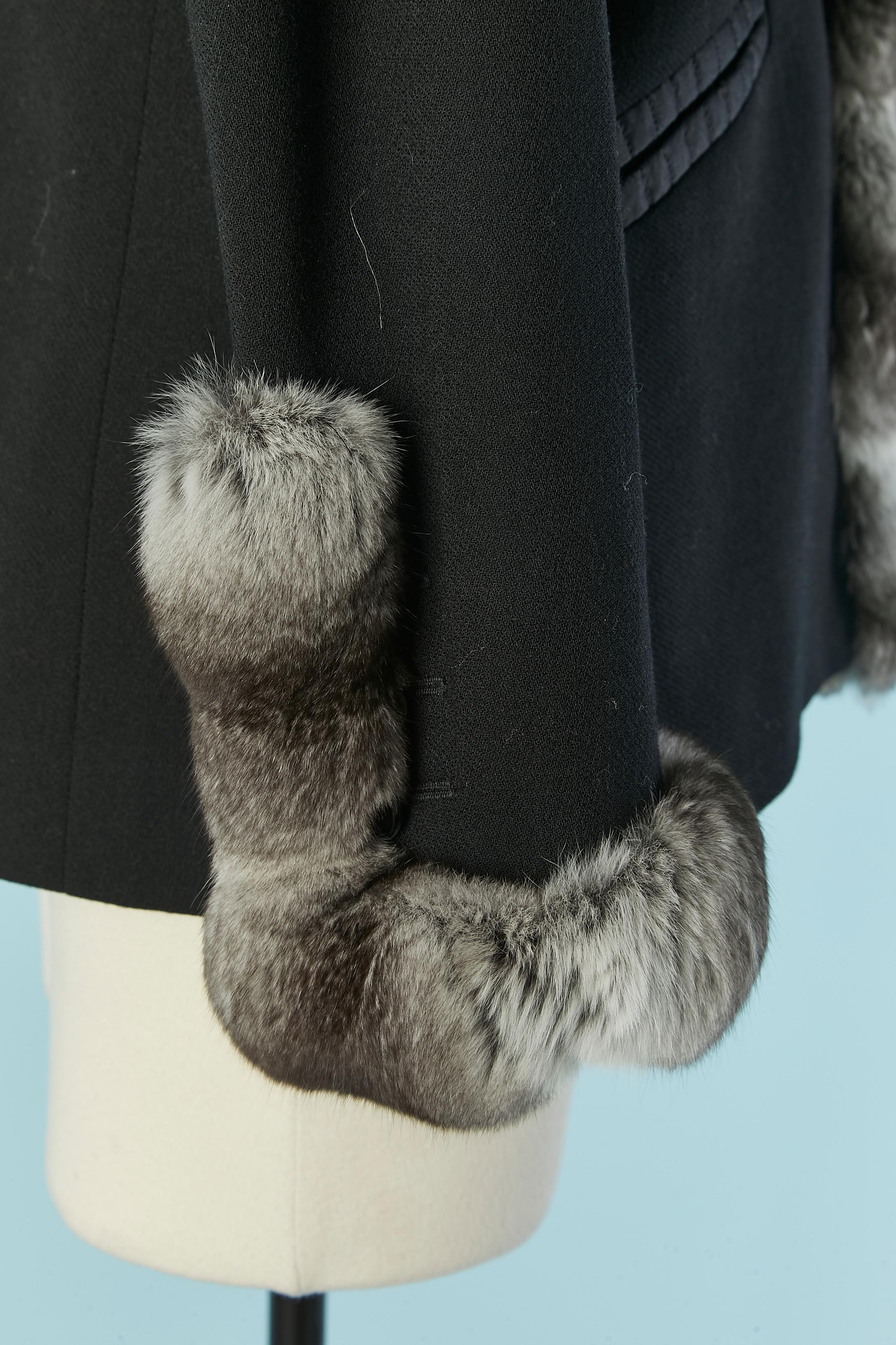 Black wool single breasted jacket with fur collar and cuffs MARIO BORSATO 1