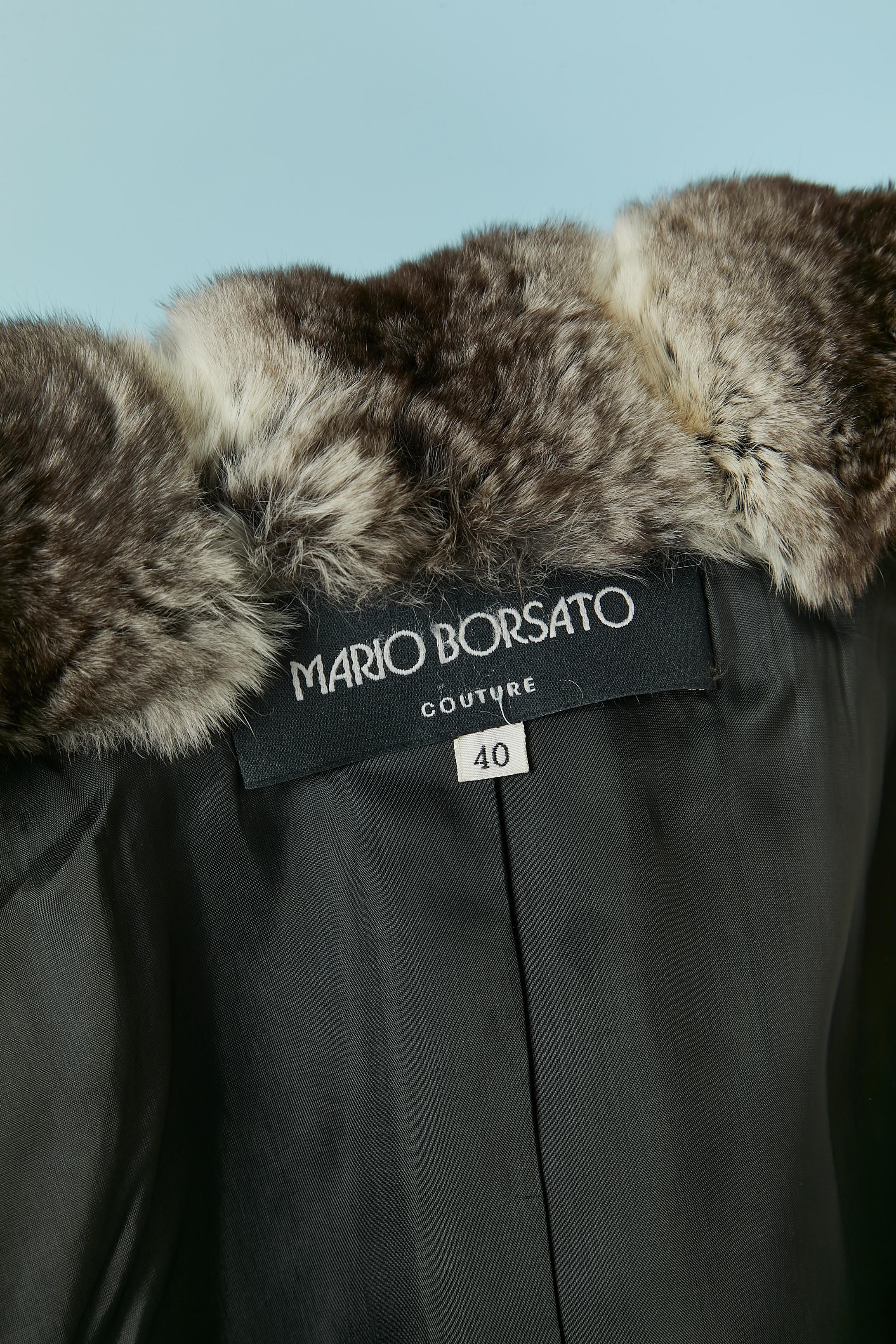 Black wool single breasted jacket with fur collar and cuffs MARIO BORSATO 4