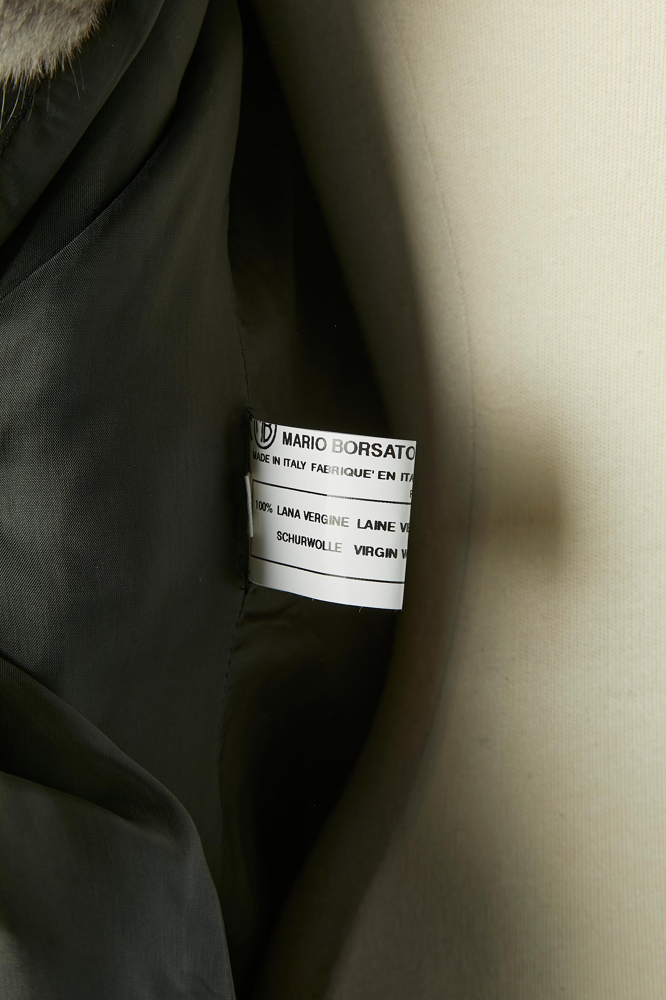 Black wool single breasted jacket with fur collar and cuffs MARIO BORSATO 5