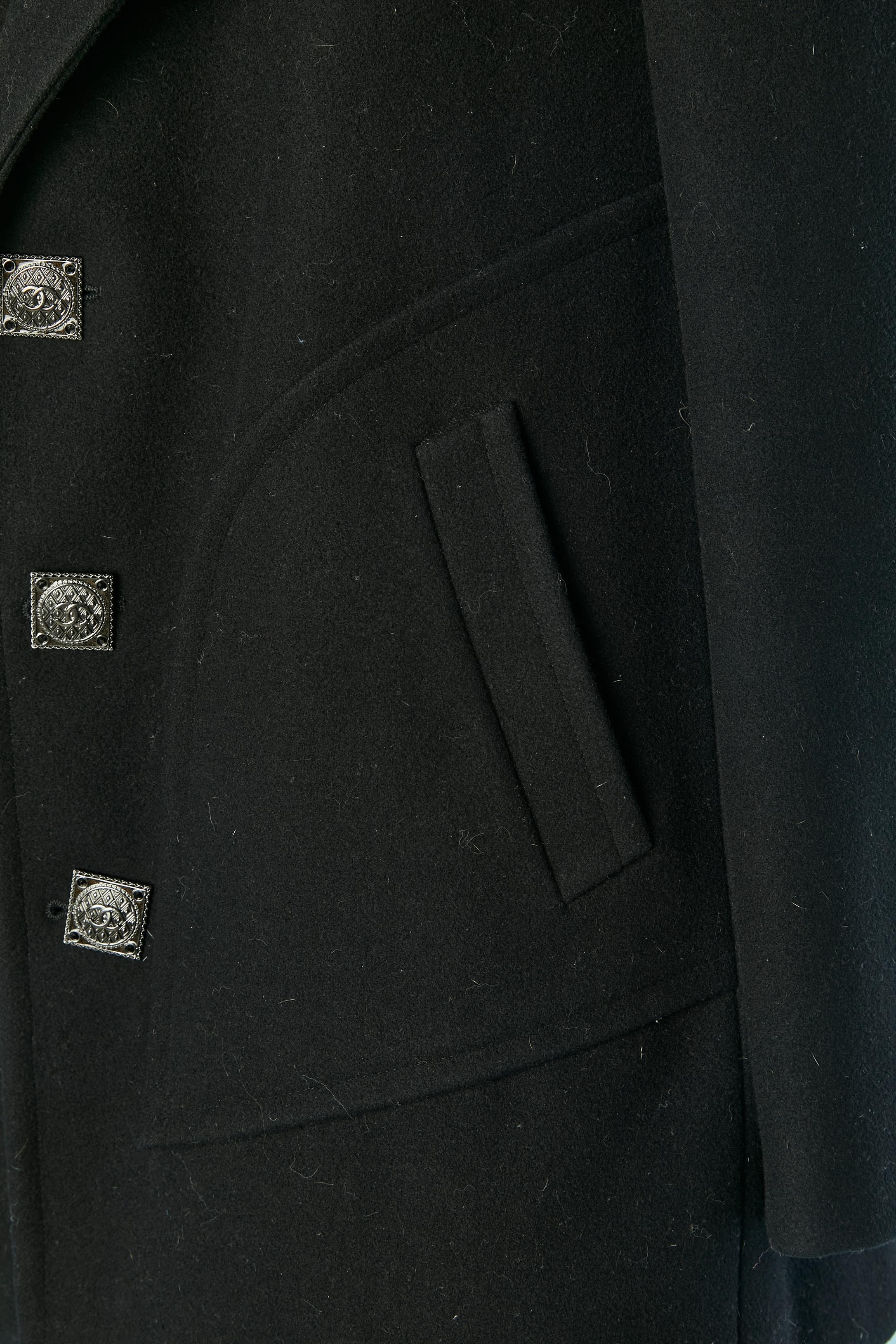 Noir Caban en laine noire à simple boutonnage CHANEL Les Métiers d'Art Paris-Bizance 2011 en vente