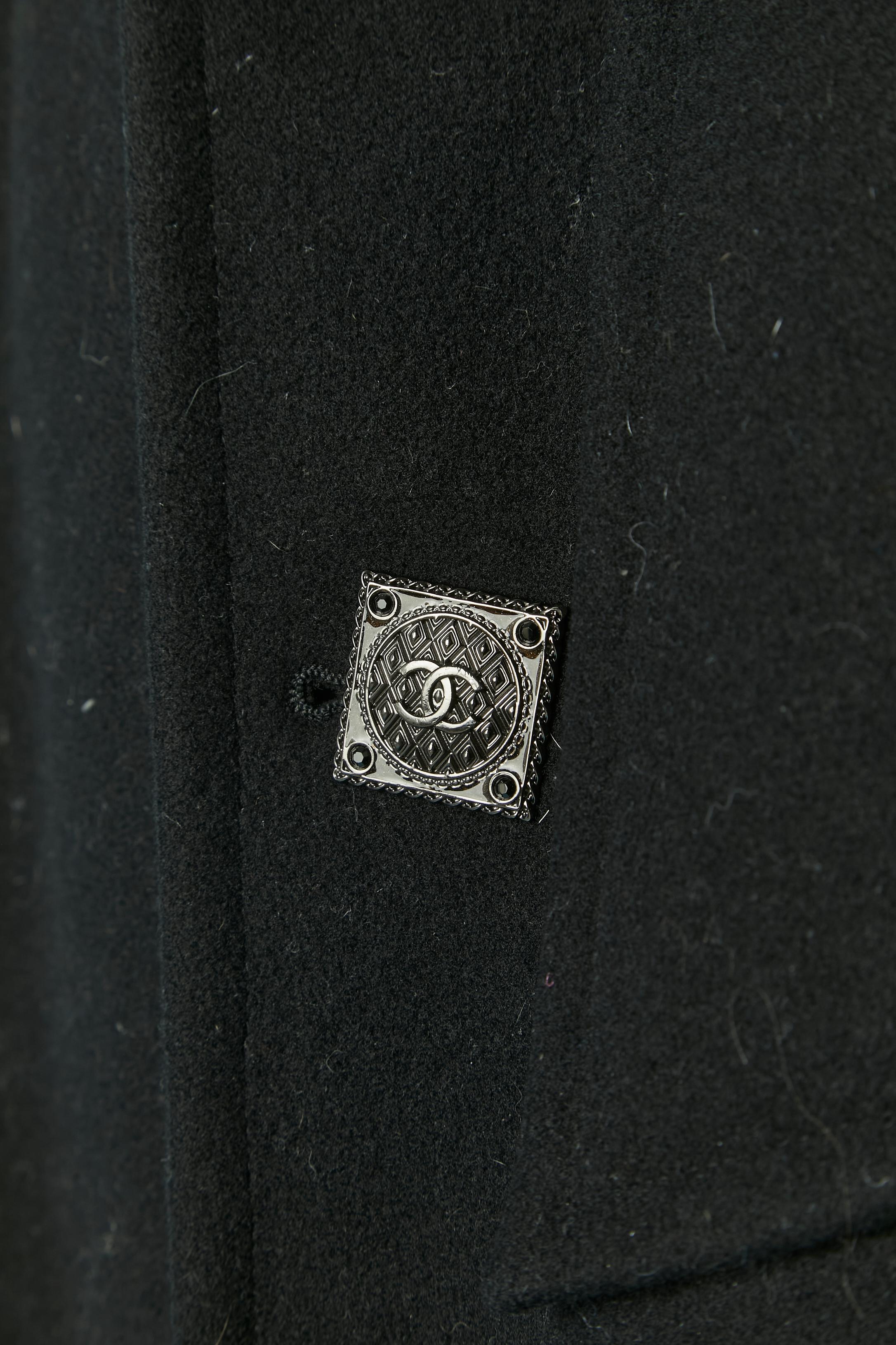 Caban en laine noire à simple boutonnage CHANEL Les Métiers d'Art Paris-Bizance 2011 Excellent état - En vente à Saint-Ouen-Sur-Seine, FR