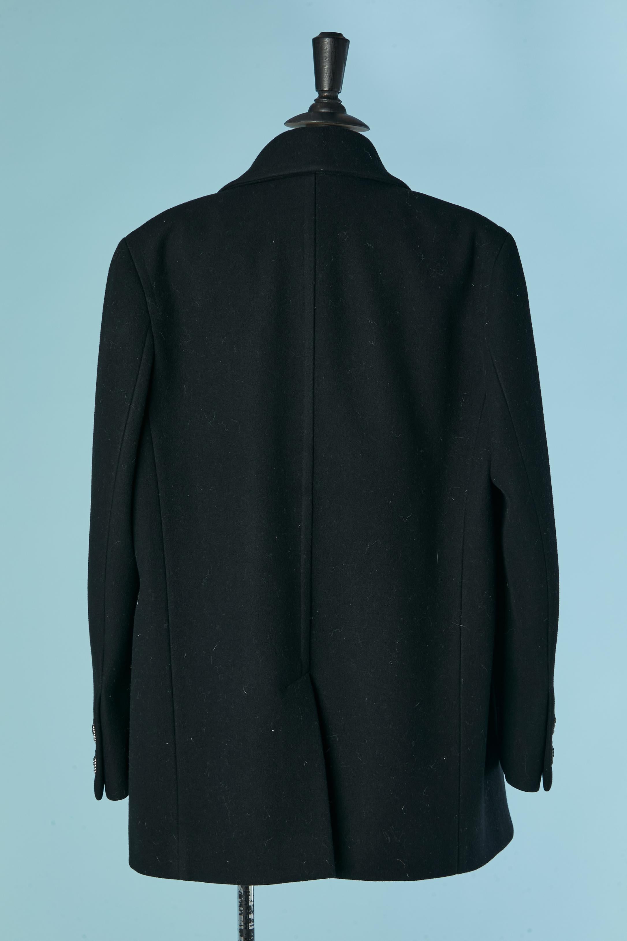 Caban en laine noire à simple boutonnage CHANEL Les Métiers d'Art Paris-Bizance 2011 en vente 2