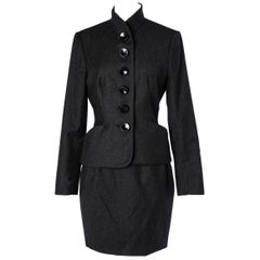 Vintage Black wool  skirt suit Christian Dior Boutique