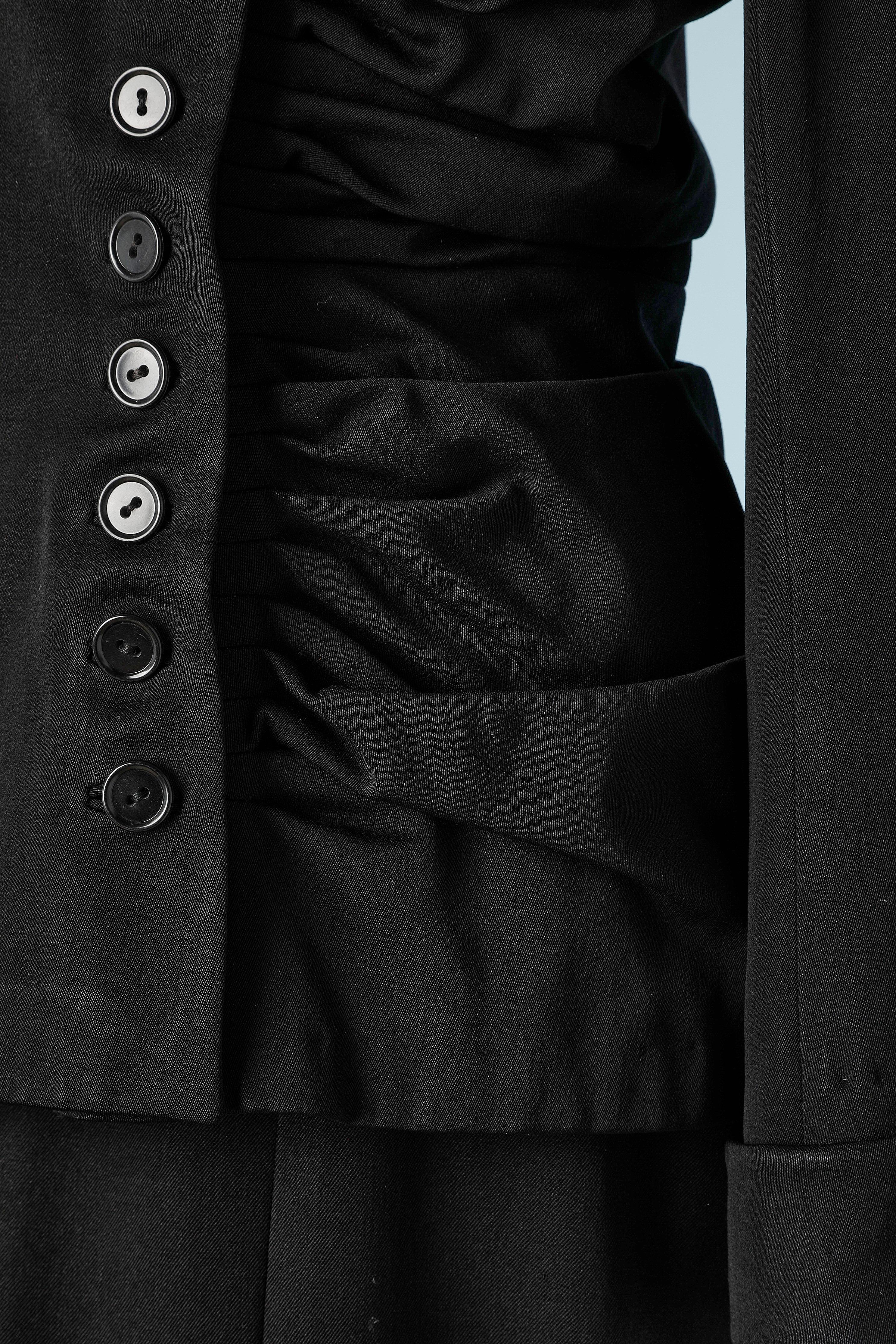 Combinaison jupe en laine noire avec veste drapée à double boutonnage Lilli Ann 1951  Excellent état - En vente à Saint-Ouen-Sur-Seine, FR