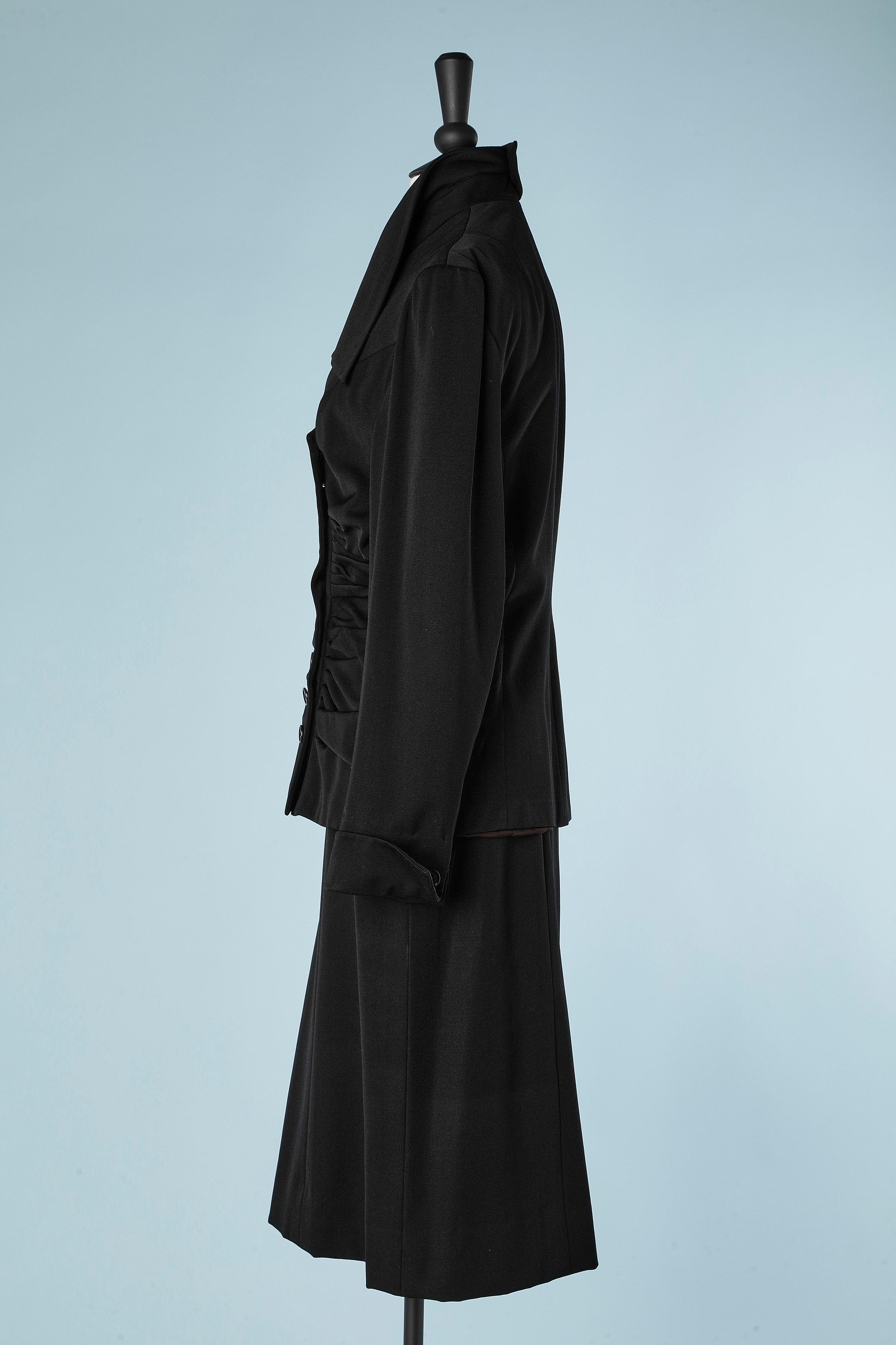 Black wool skirt-suit with double-breasted drape jacket Lilli Ann 1951  For Sale 1