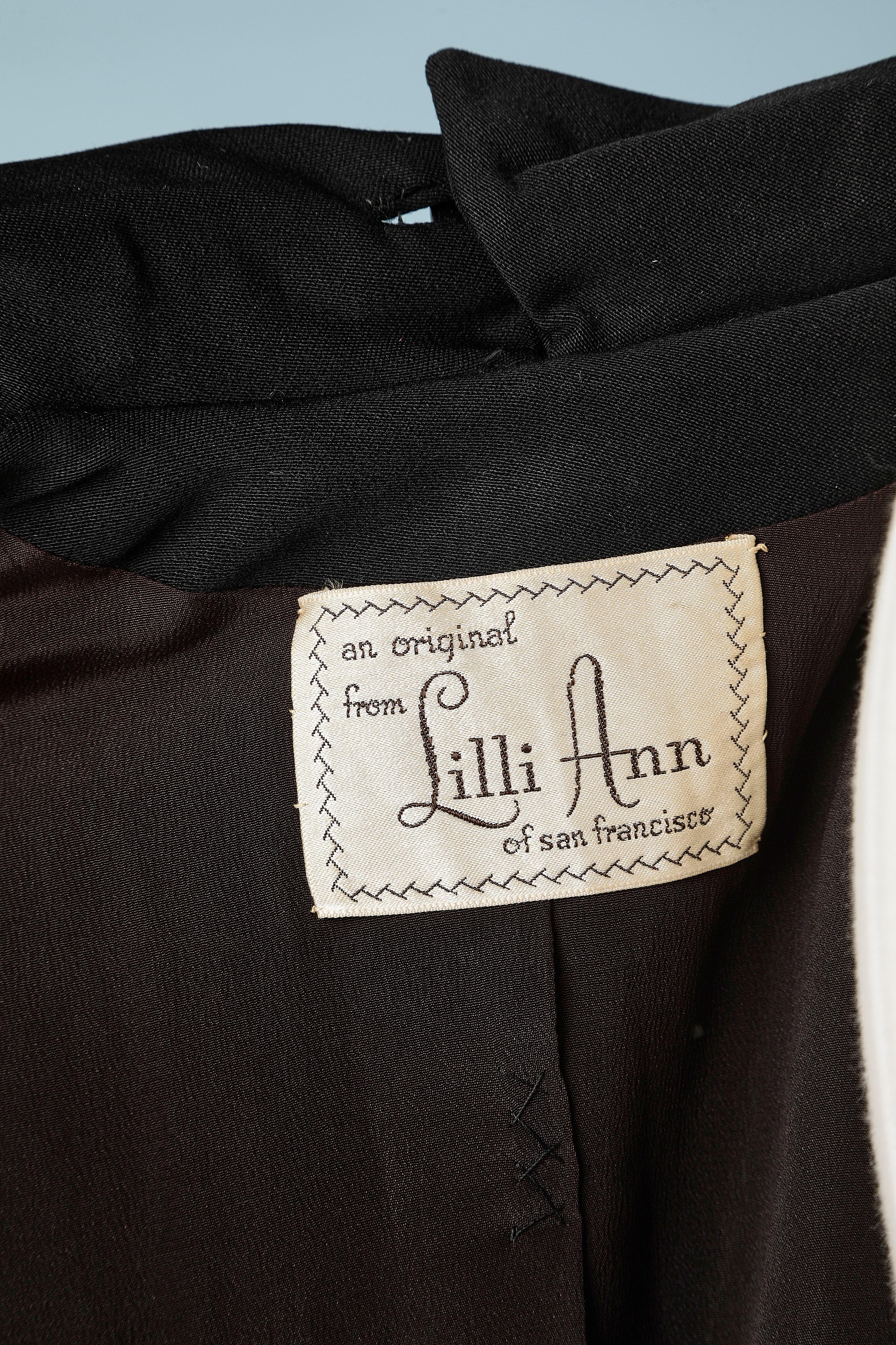 Combinaison jupe en laine noire avec veste drapée à double boutonnage Lilli Ann 1951  en vente 2