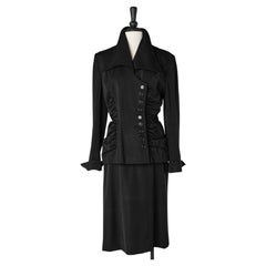 Black wool skirt-suit with double-breasted drape jacket Lilli Ann 1951 