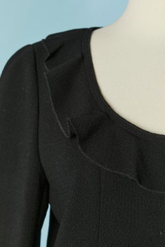 Black wool skirt - suit with ruffle around collar and skirt edge  CHANEL