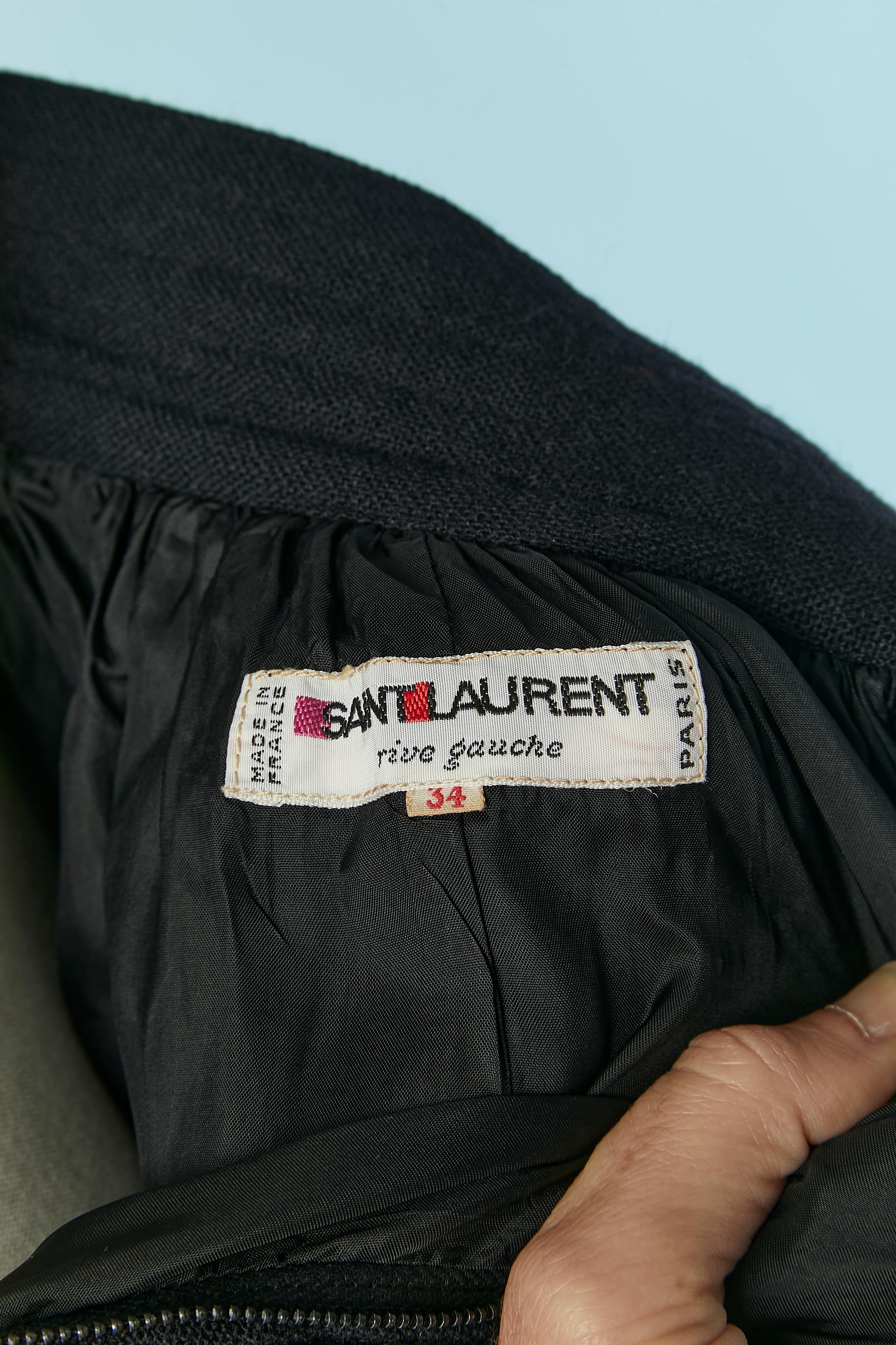 Donna Gonna in lana nera con tasca su entrambi i lati Saint Laurent Rive Gauche in vendita