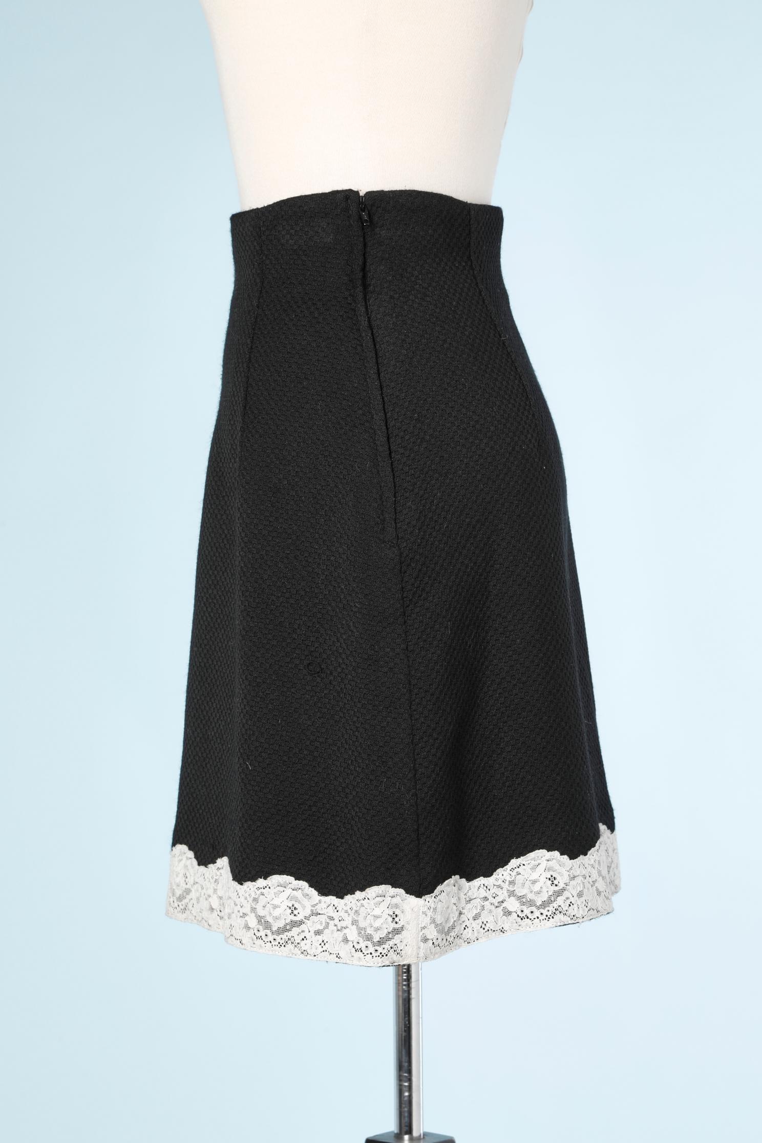 Women's Black wool skirt with white lace edge Chantal Thomass For Sale