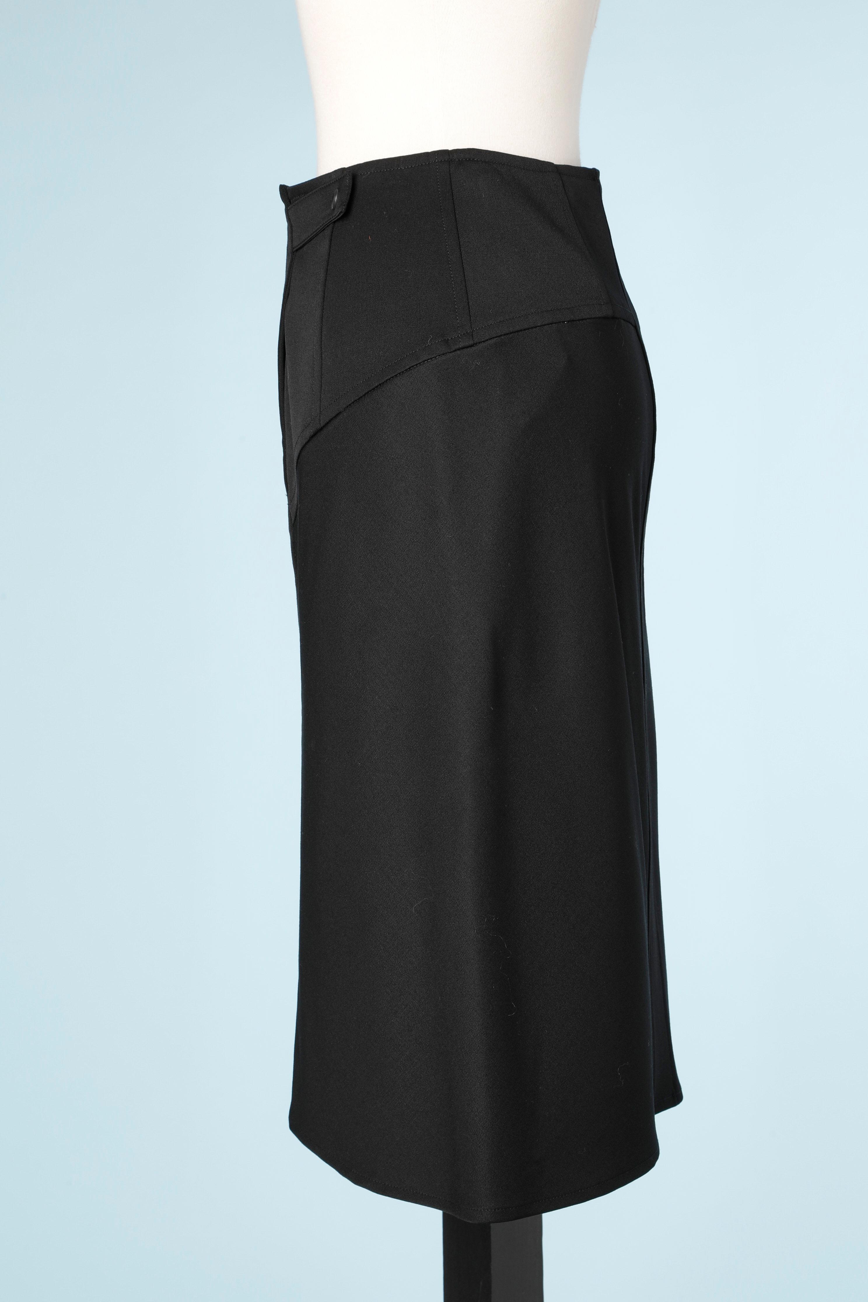 Schwarzer Wollrock Yves Saint Laurent Rive Gauche aus Schwarz Damen im Angebot