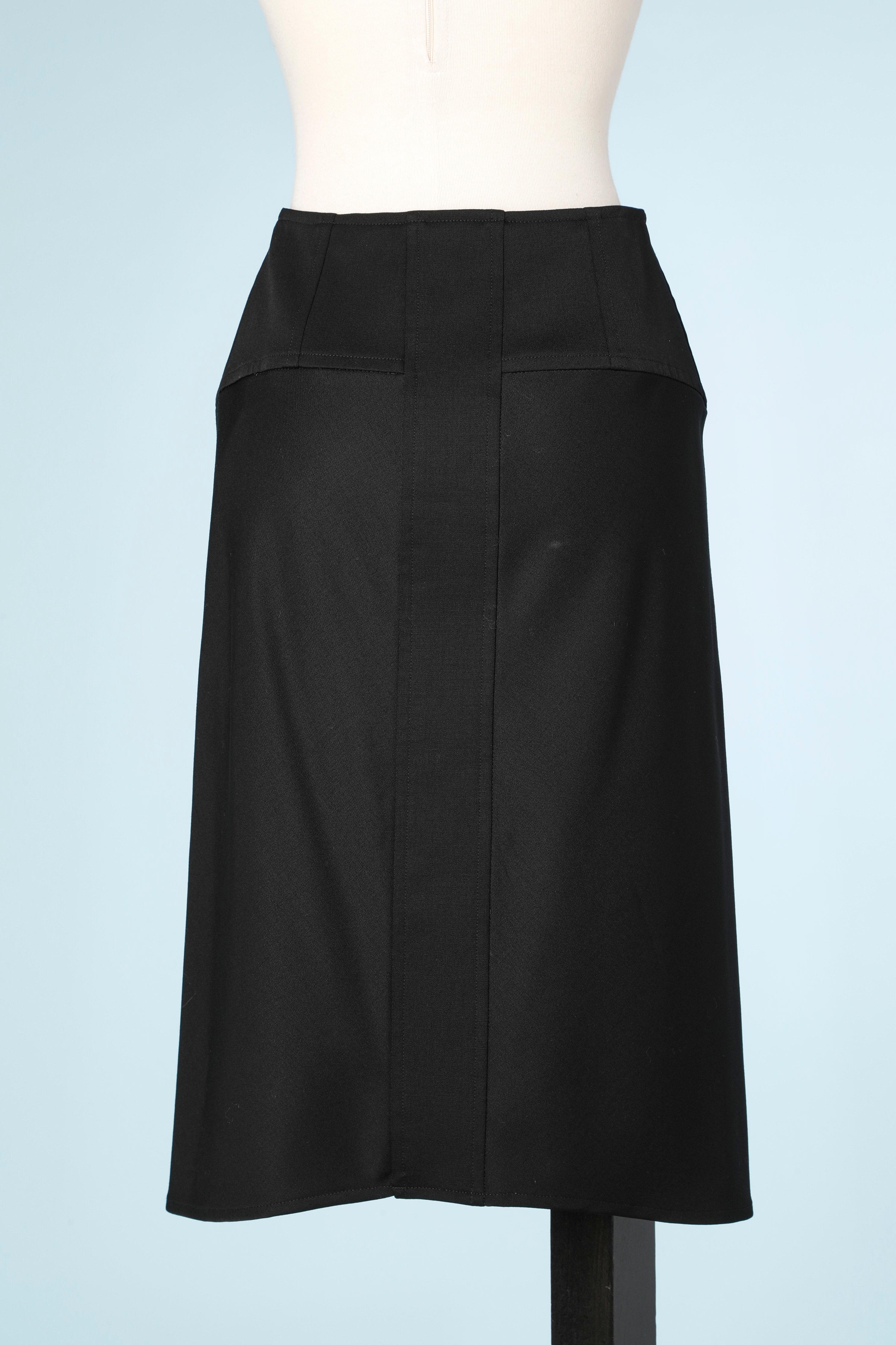 Schwarzer Wollrock Yves Saint Laurent Rive Gauche aus Schwarz im Angebot 1