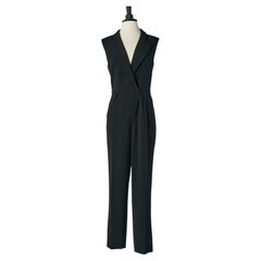 Black wool sleeveless jumpsuit Yves Saint Laurent