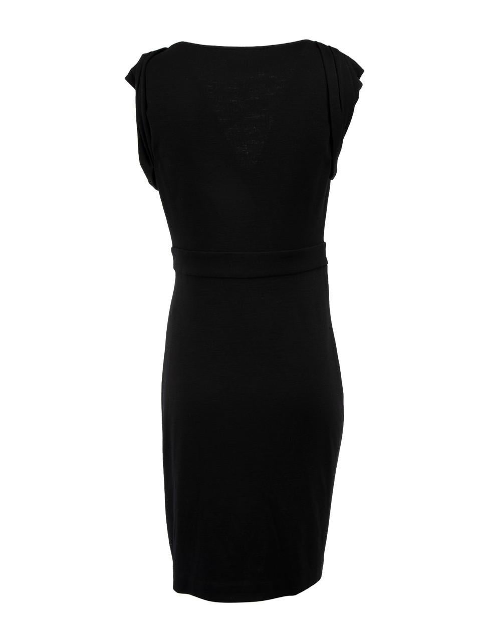 Diane von Furstenberg Black Wool Sleeveless Wrap Dress Size L In Good Condition For Sale In London, GB