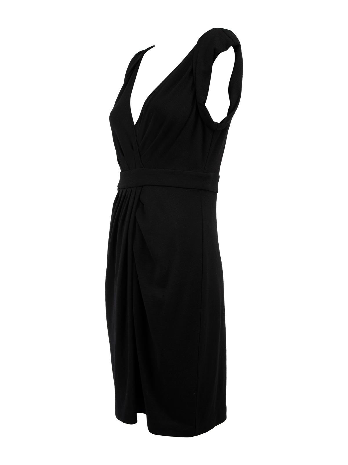 Women's Diane von Furstenberg Black Wool Sleeveless Wrap Dress Size L For Sale