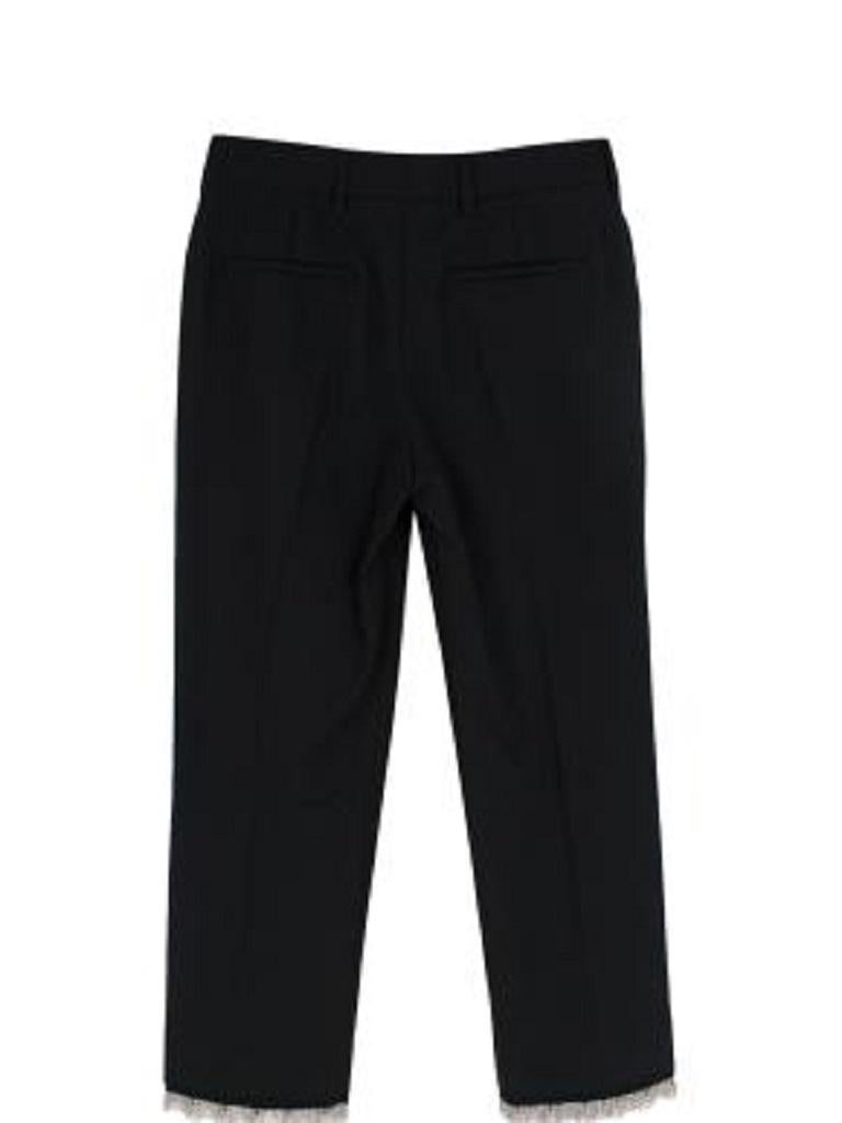Black Wool Tailored Trousers with Chain Embellished Hem In Excellent Condition For Sale In London, GB