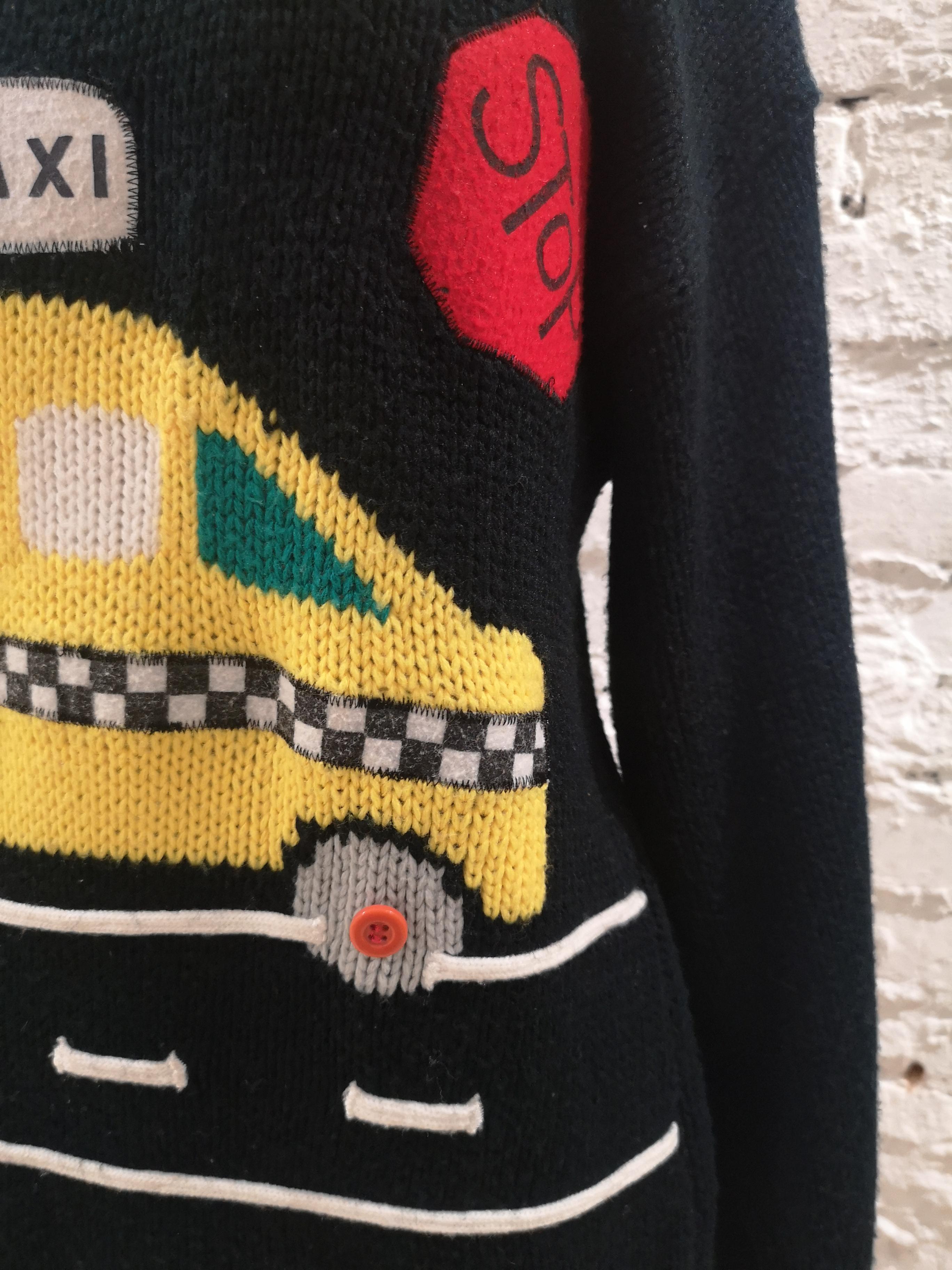 Women's or Men's Black wool taxi sweater / pull