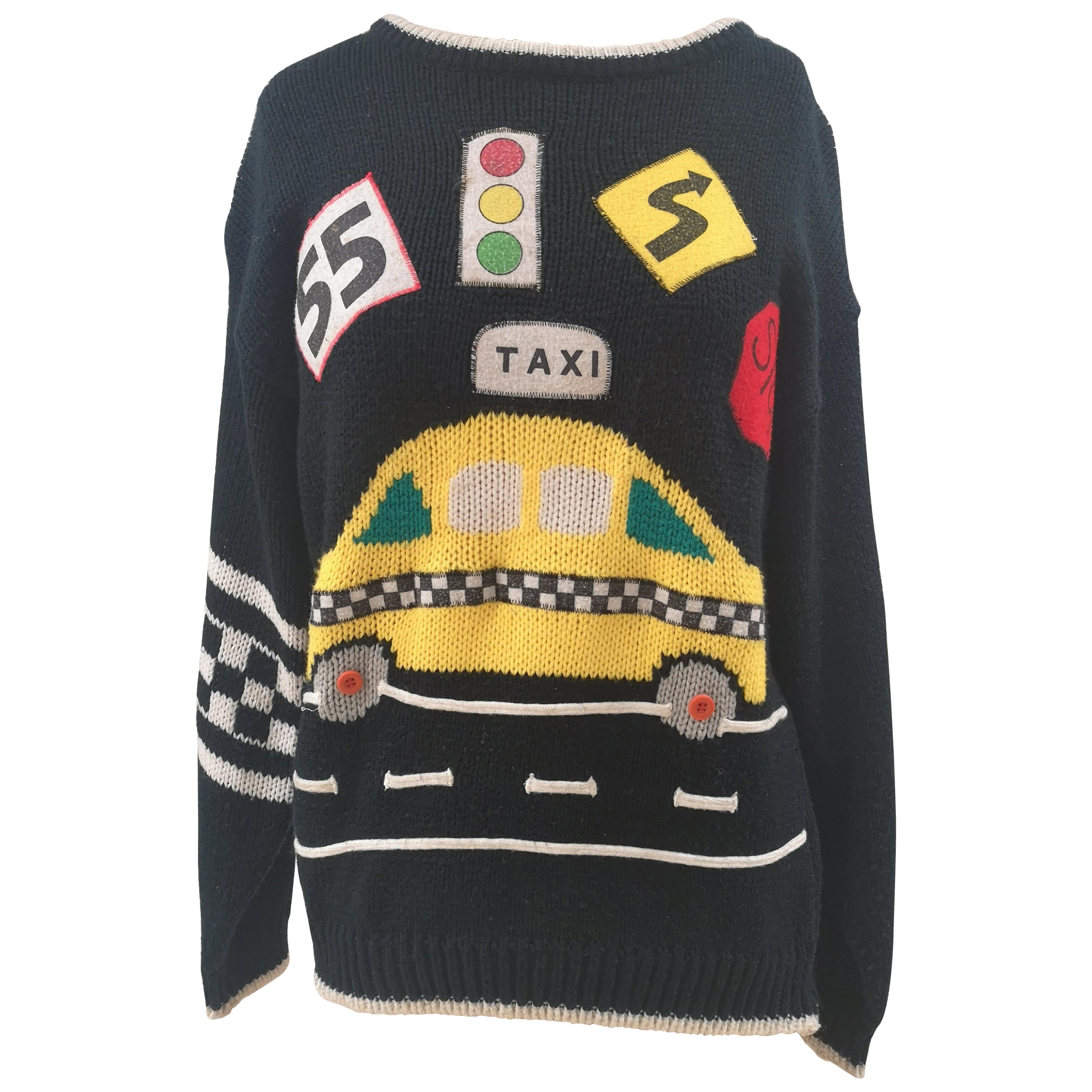 Black wool taxi sweater / pull