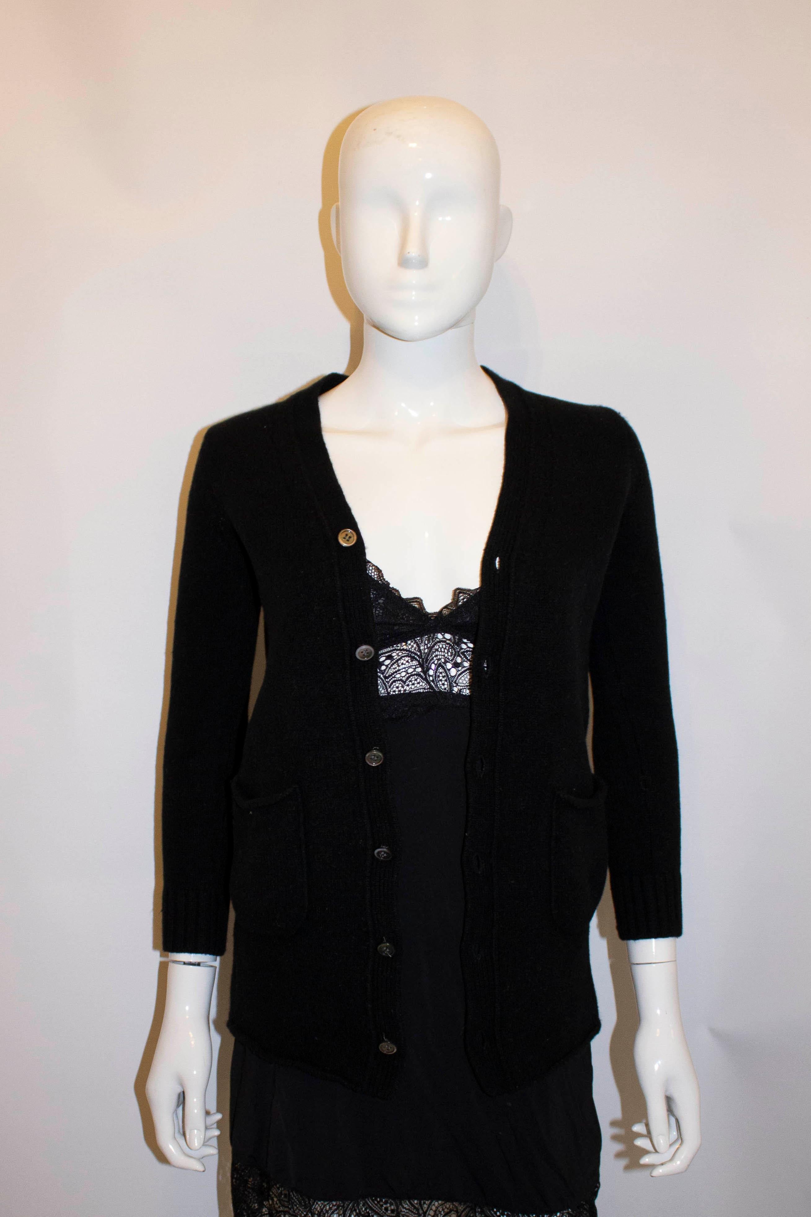 Women's or Men's Black Wool Tricot Comme des Garcons Cardigan For Sale
