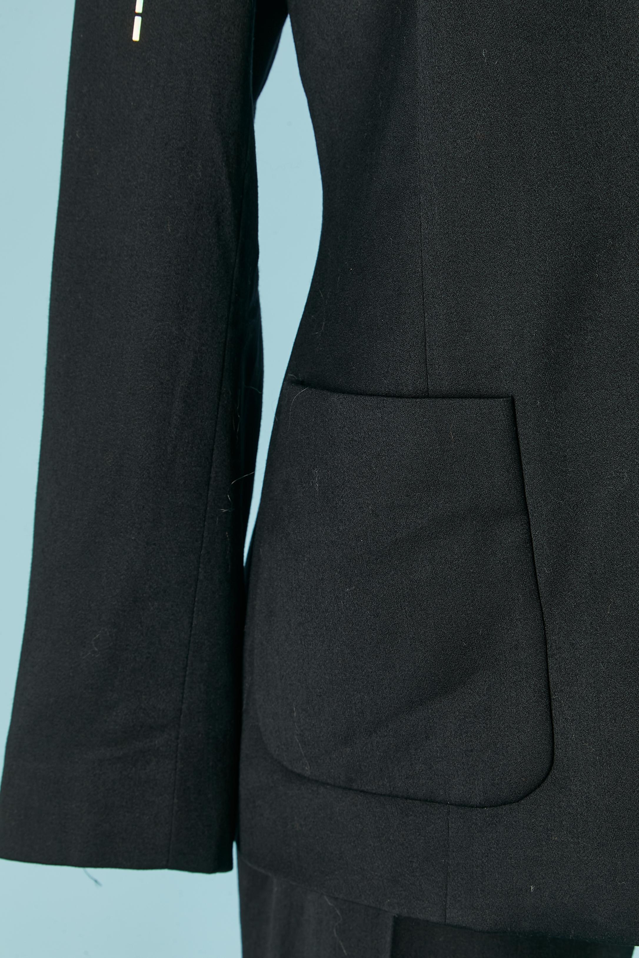 Women's Black wool trouser pant suit with shiny plastic embellishment PACO RABANNE For Sale