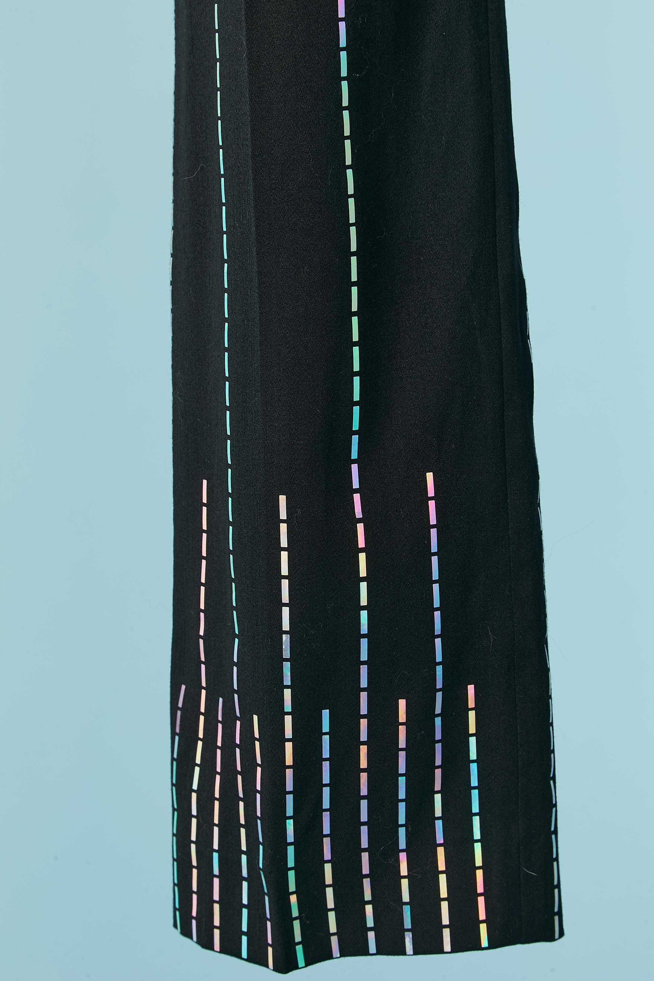 Black wool trouser pant suit with shiny plastic embellishment PACO RABANNE For Sale 1