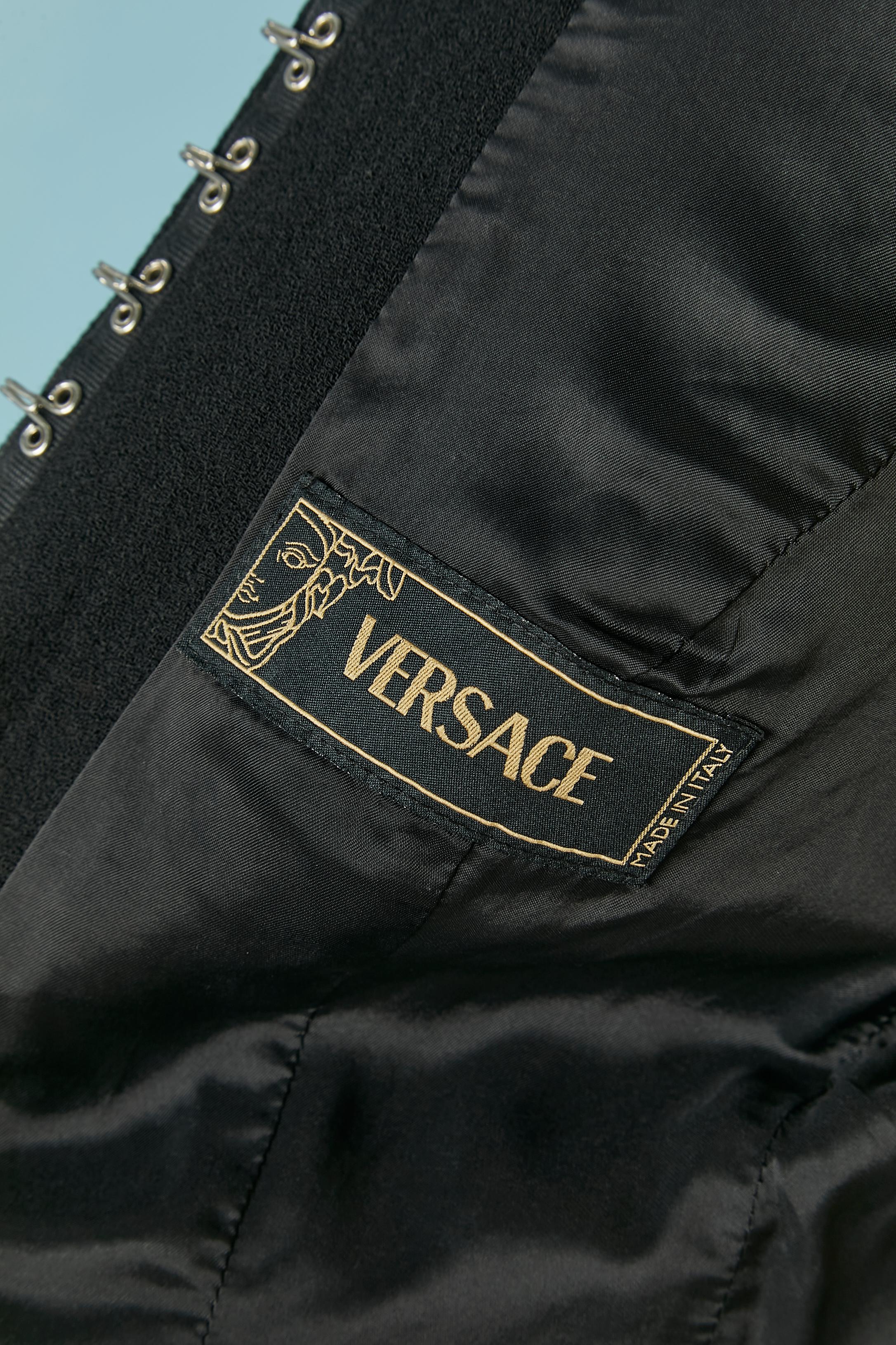 Combinaison-pantalon en laine noire VERSACE en vente 6