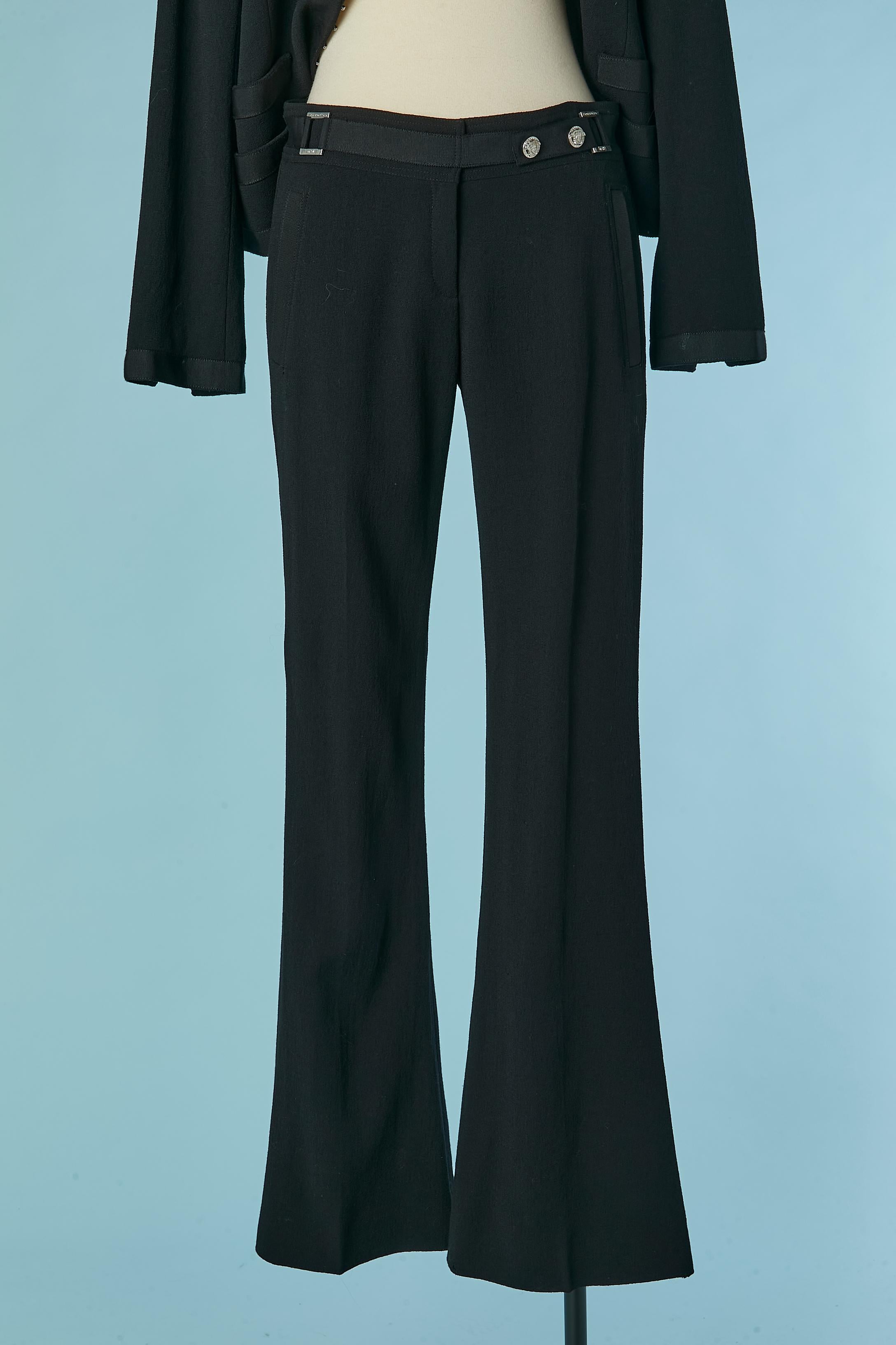 Combinaison-pantalon en laine noire VERSACE en vente 3