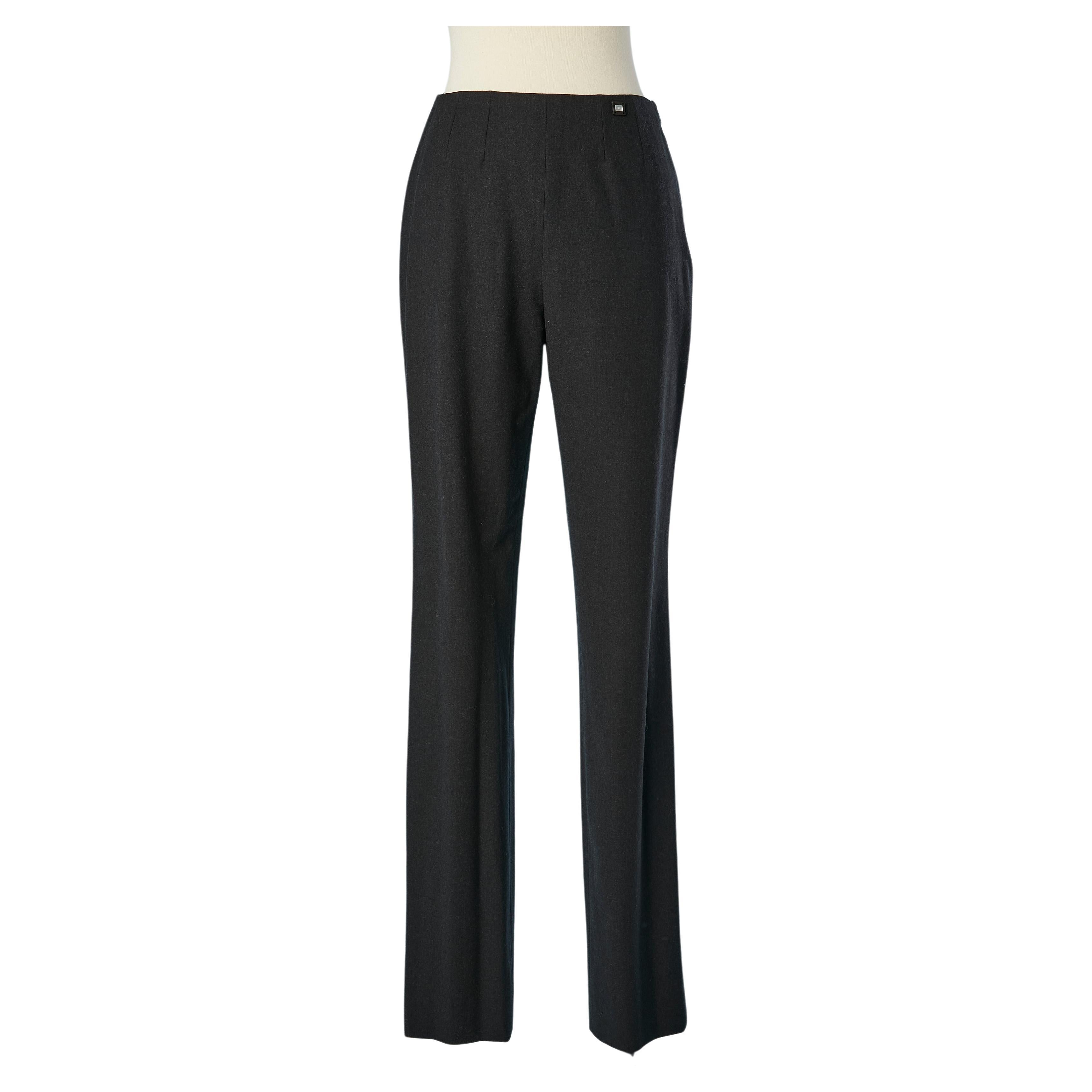 Black wool trouser with silk lining Chanel  For Sale