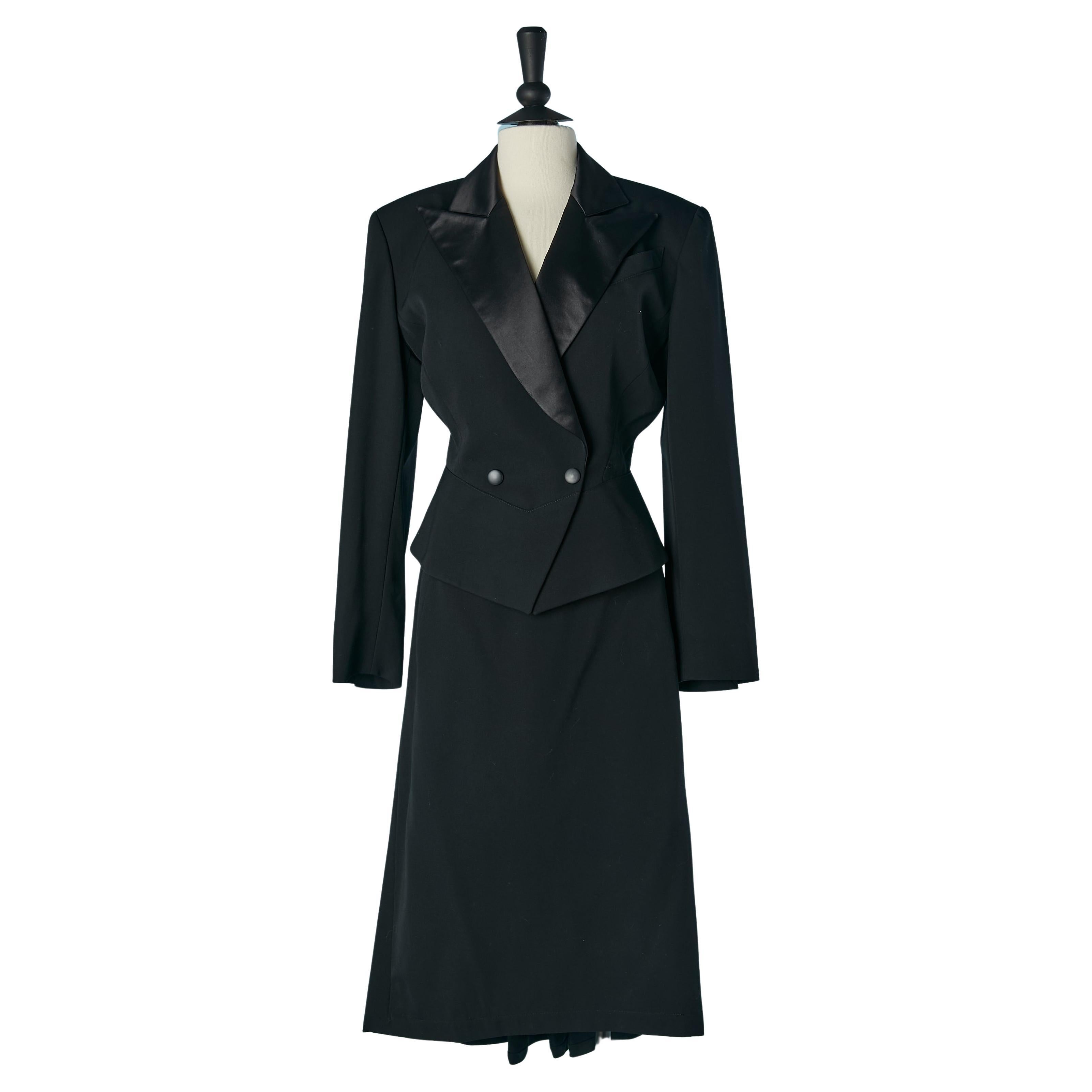 Black wool Tuxedo skirt-suit THIERRY MUGLER
