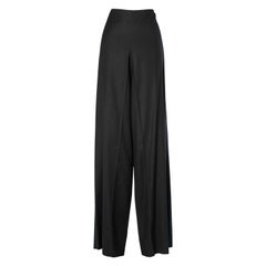 Pantalon à jambes larges en laine noire Chanel