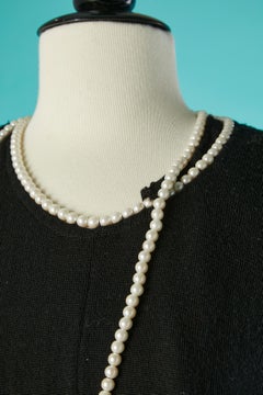 Black wool wrap sweater with pearls neckless Junya Watanabe