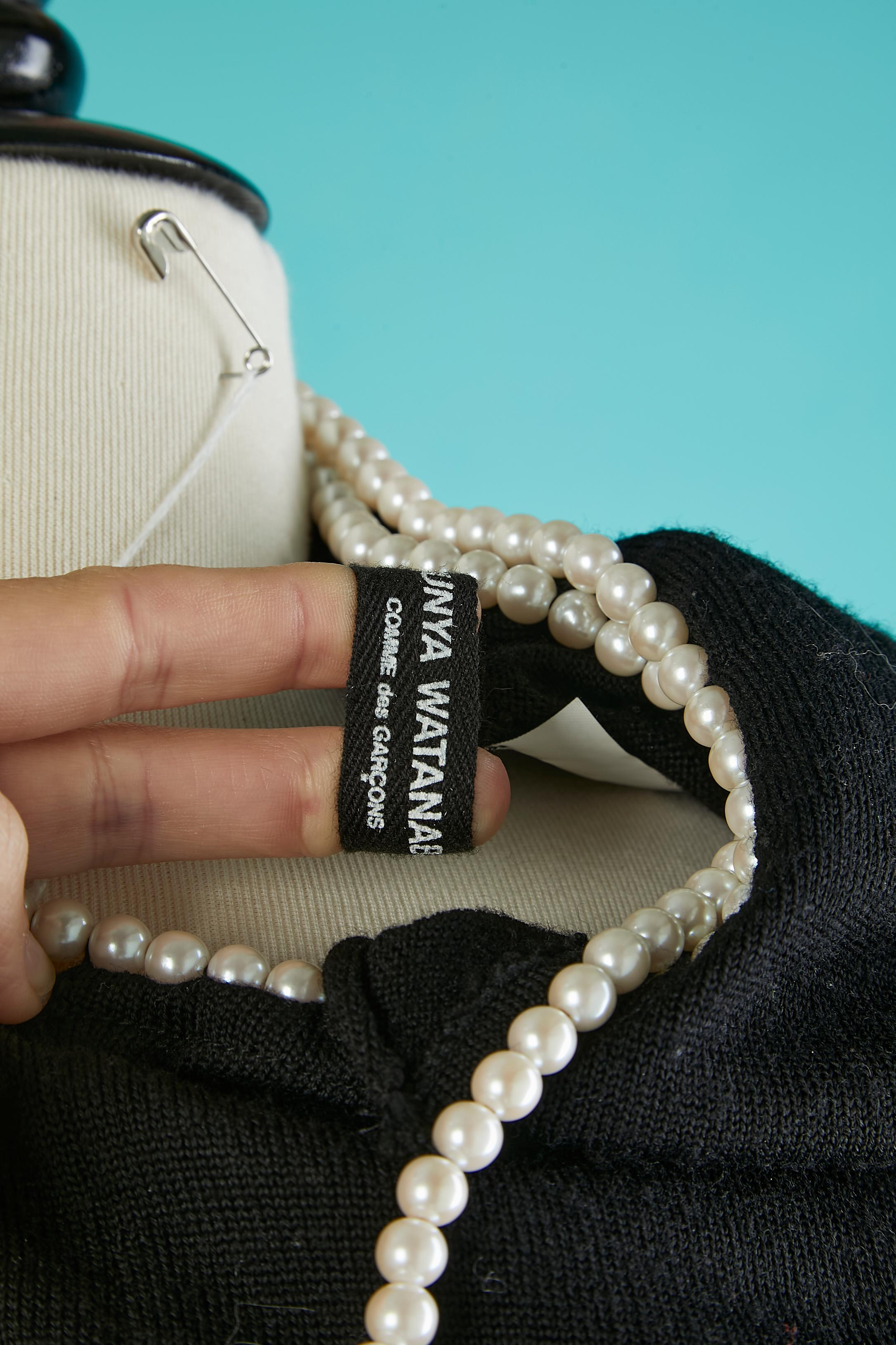 Black wool wrap sweater with pearls neckless Junya Watanabe 1