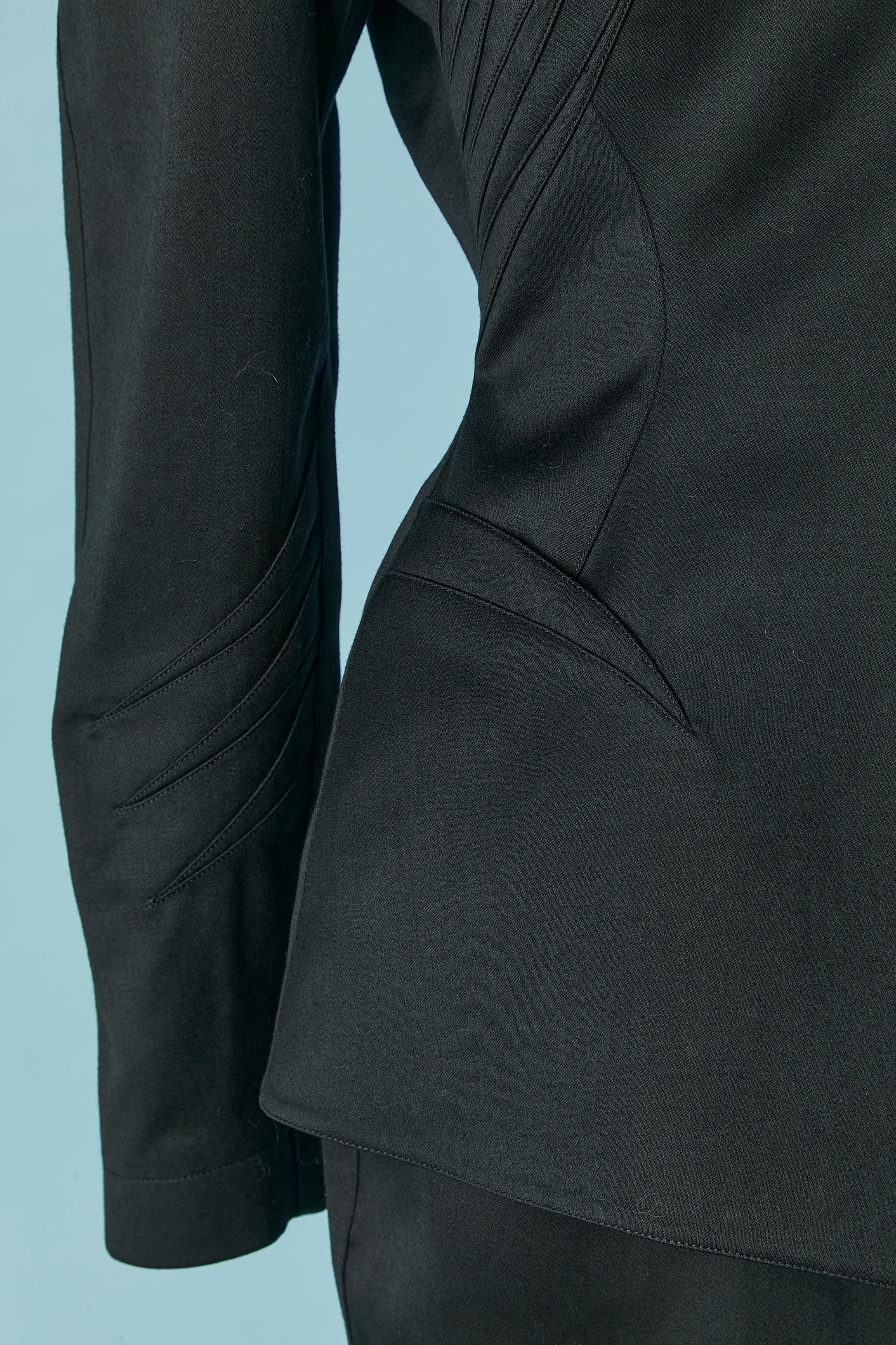 Women's Black worsted wool skirt-suit with cut-work Thierry Mugler for Bergdorf Goodman For Sale