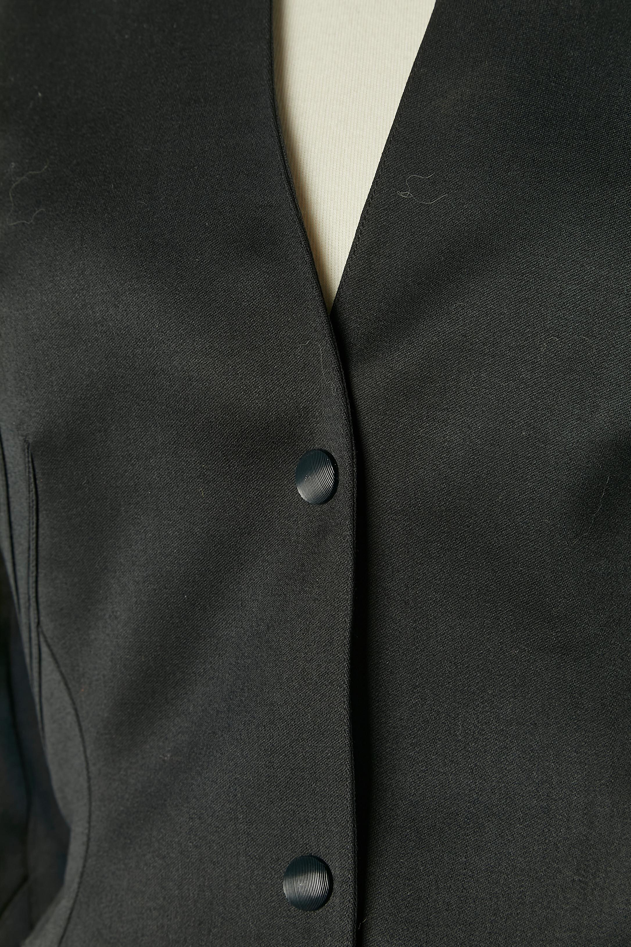 Black worsted wool skirt-suit with cut-work Thierry Mugler for Bergdorf Goodman For Sale 1