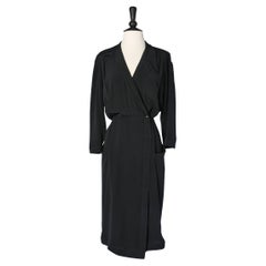 Black wrap crêpe cocktail dress THIERRY MUGLER