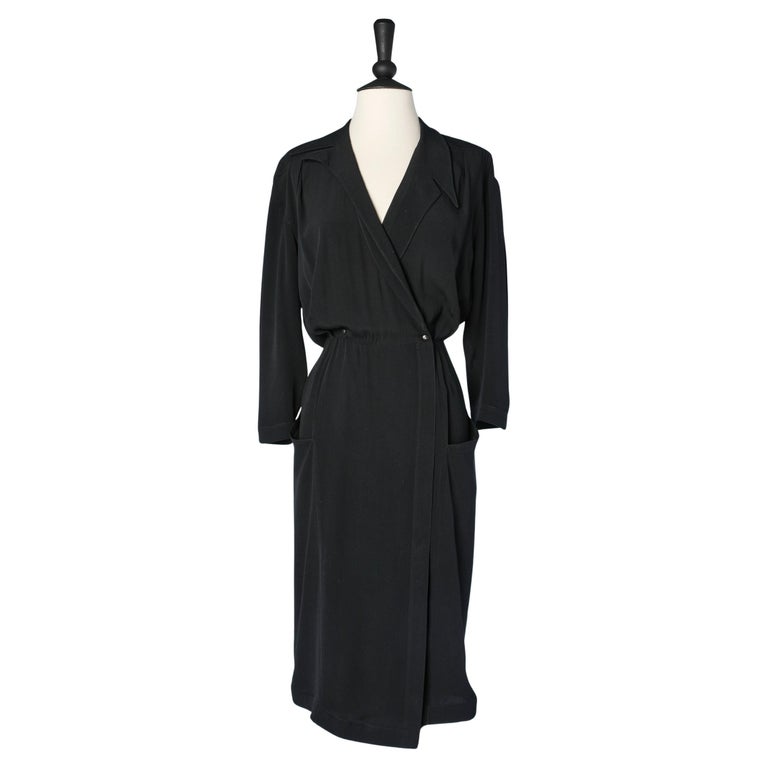 thierry mugler cocktail dress Black wrap crêpe cocktail dress THIERRY MUGLER For Sale at 1stDibs