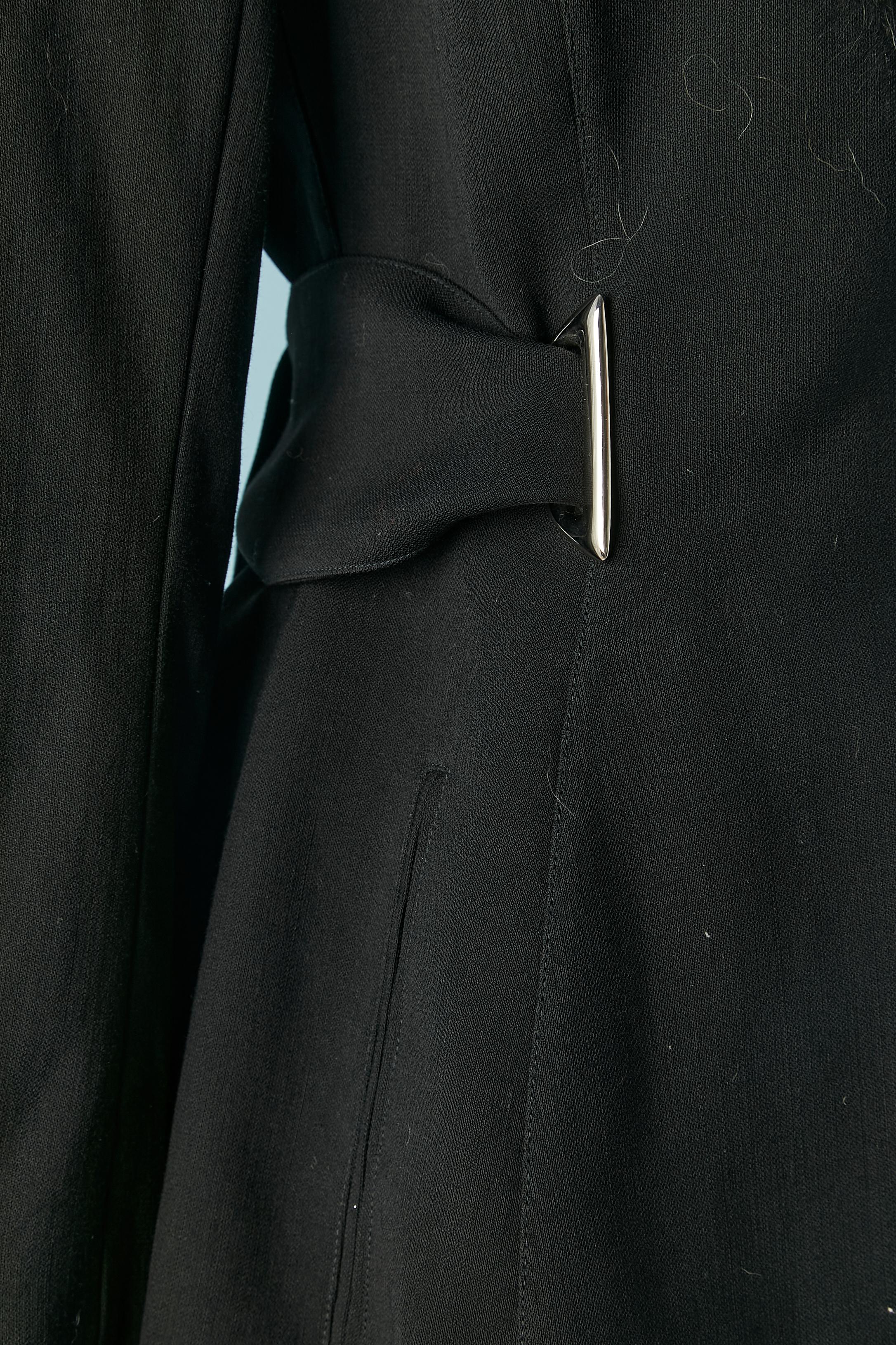Black wrap jacket with detachable fur collar Thierry Mugler  In Excellent Condition For Sale In Saint-Ouen-Sur-Seine, FR
