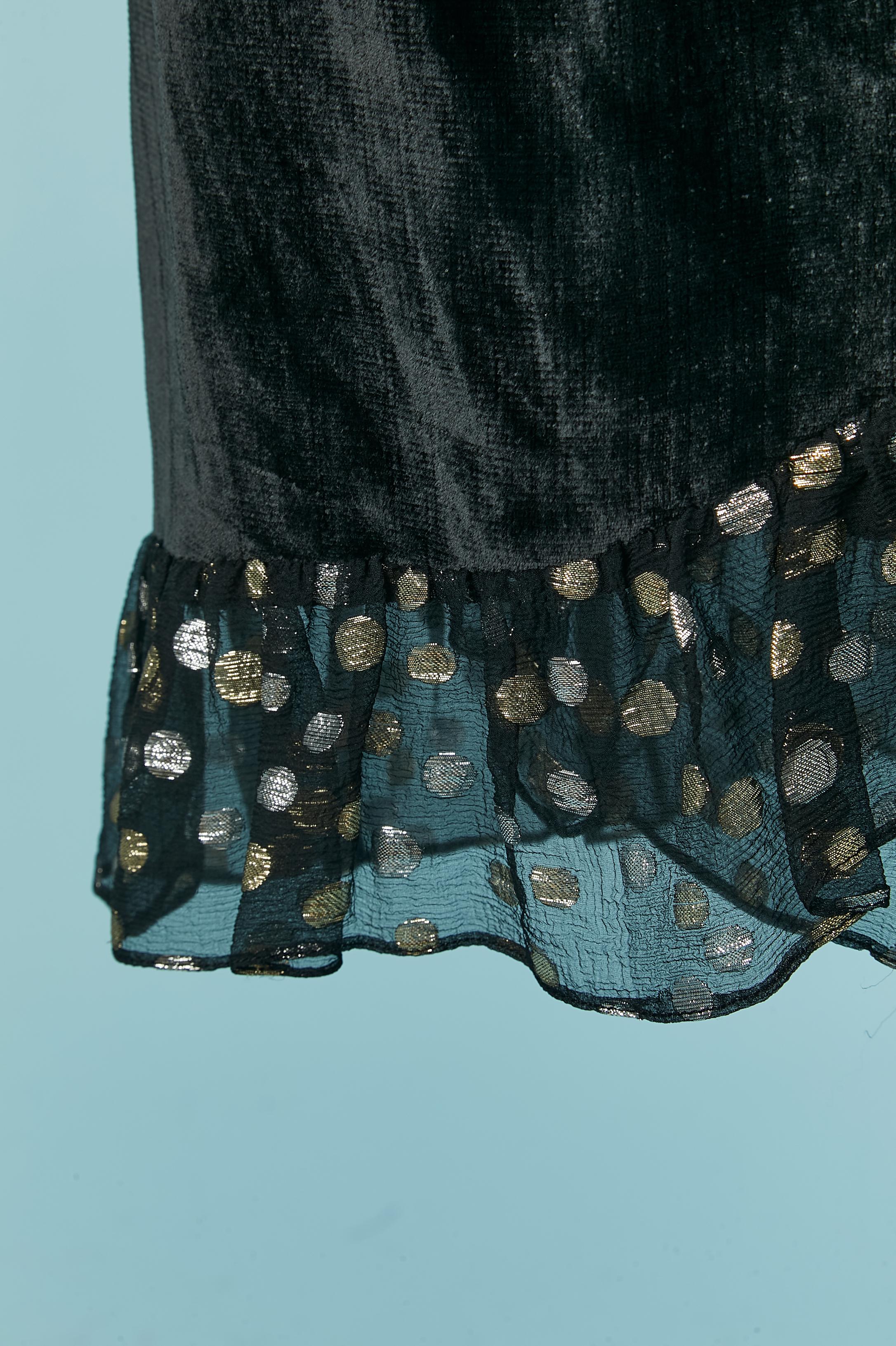 Nero Gonna nera in velluto con bordo in chiffon e volant in lurex YSL Rive Gauche in vendita