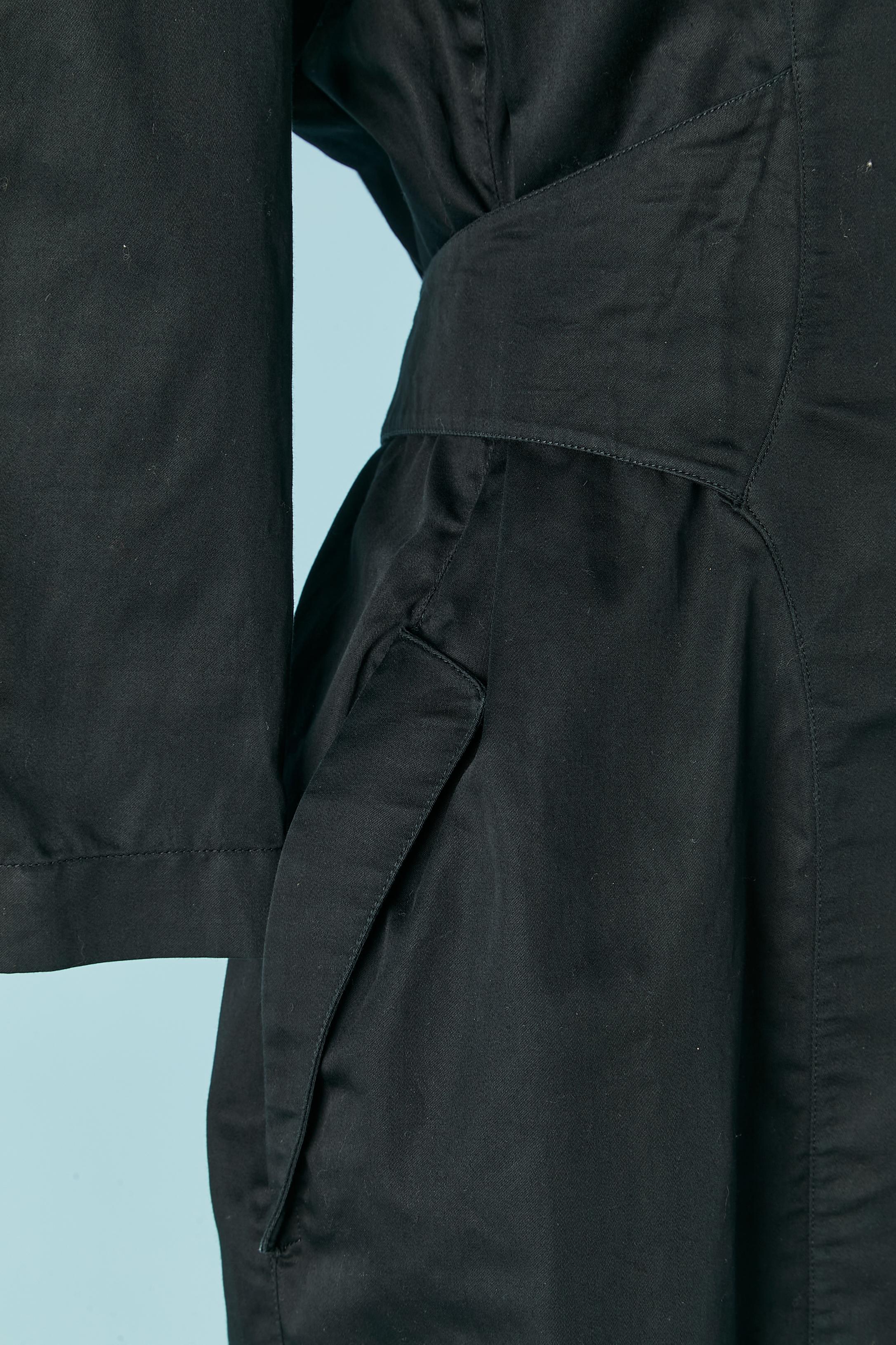 Black wrapped cotton dress Thierry Mugler In Excellent Condition For Sale In Saint-Ouen-Sur-Seine, FR