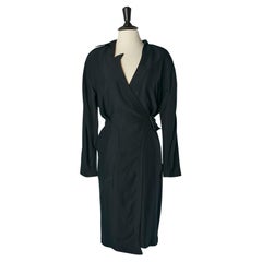 Black wrapped dress with belt and buckle Thierry Mugler