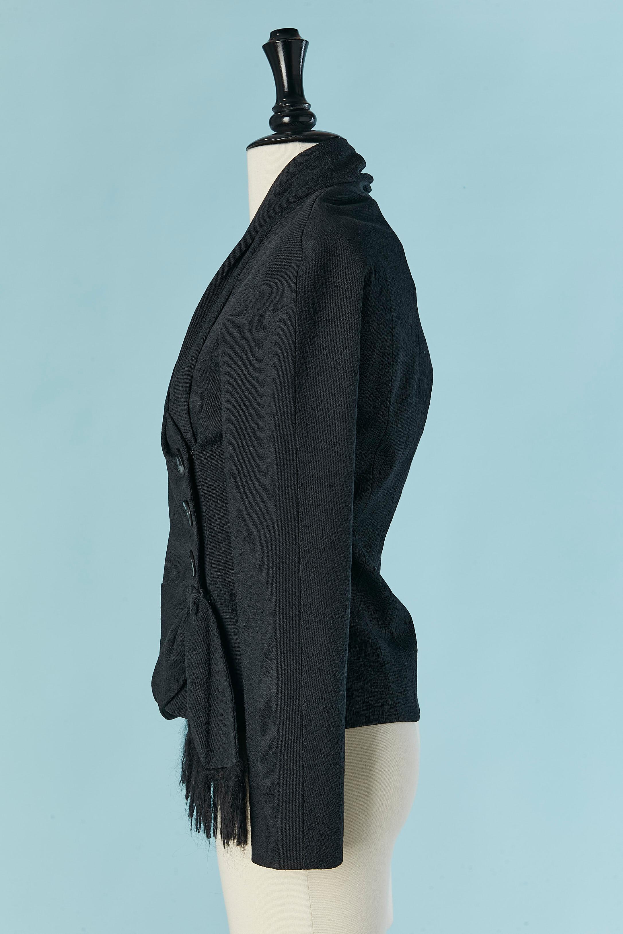 De las mujeres Chaqueta negra con borde de hilos de lana CHRISTIAN DIOR BOUTIQUE en venta