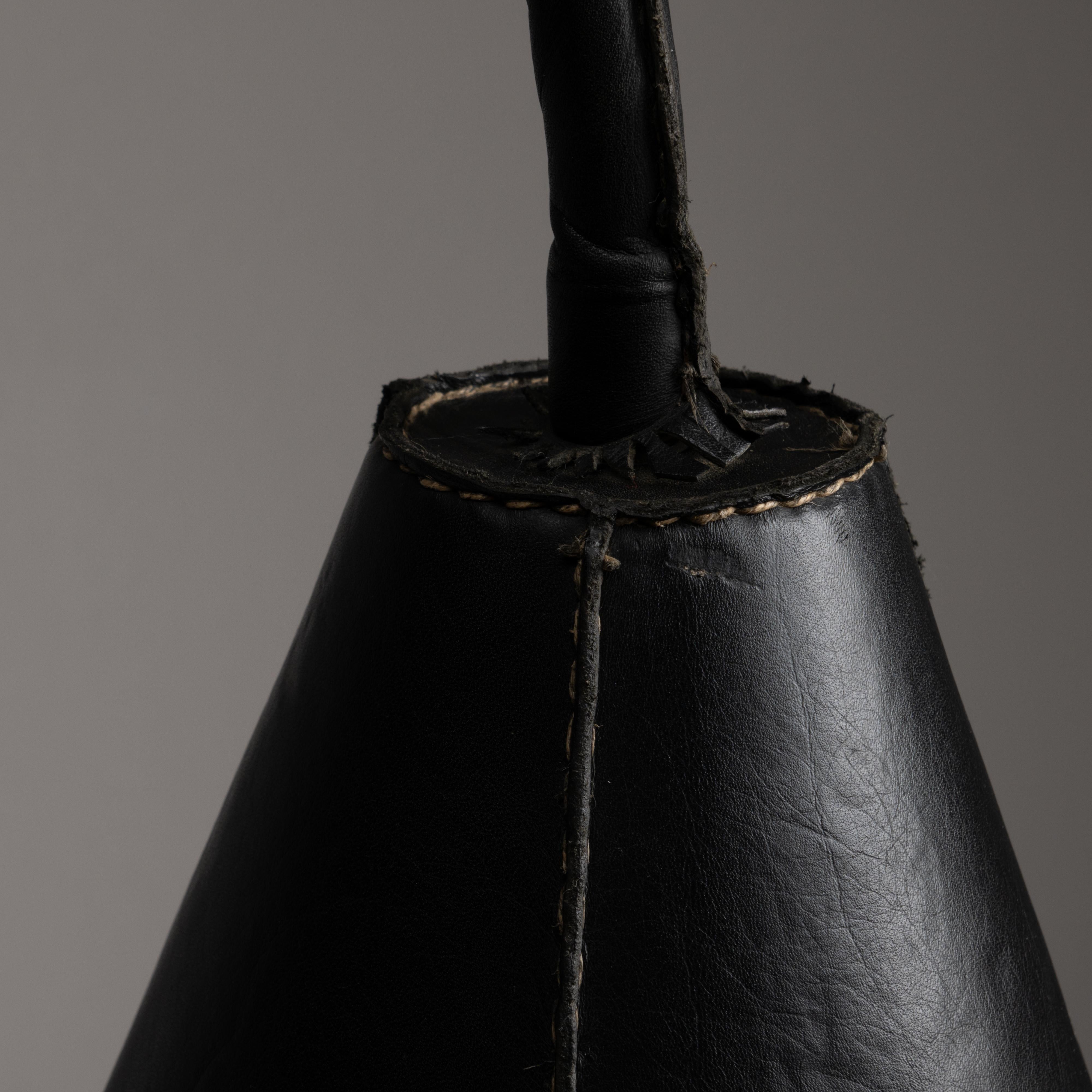 Spanish Black Leather Table Lamps by Valenti For Sale