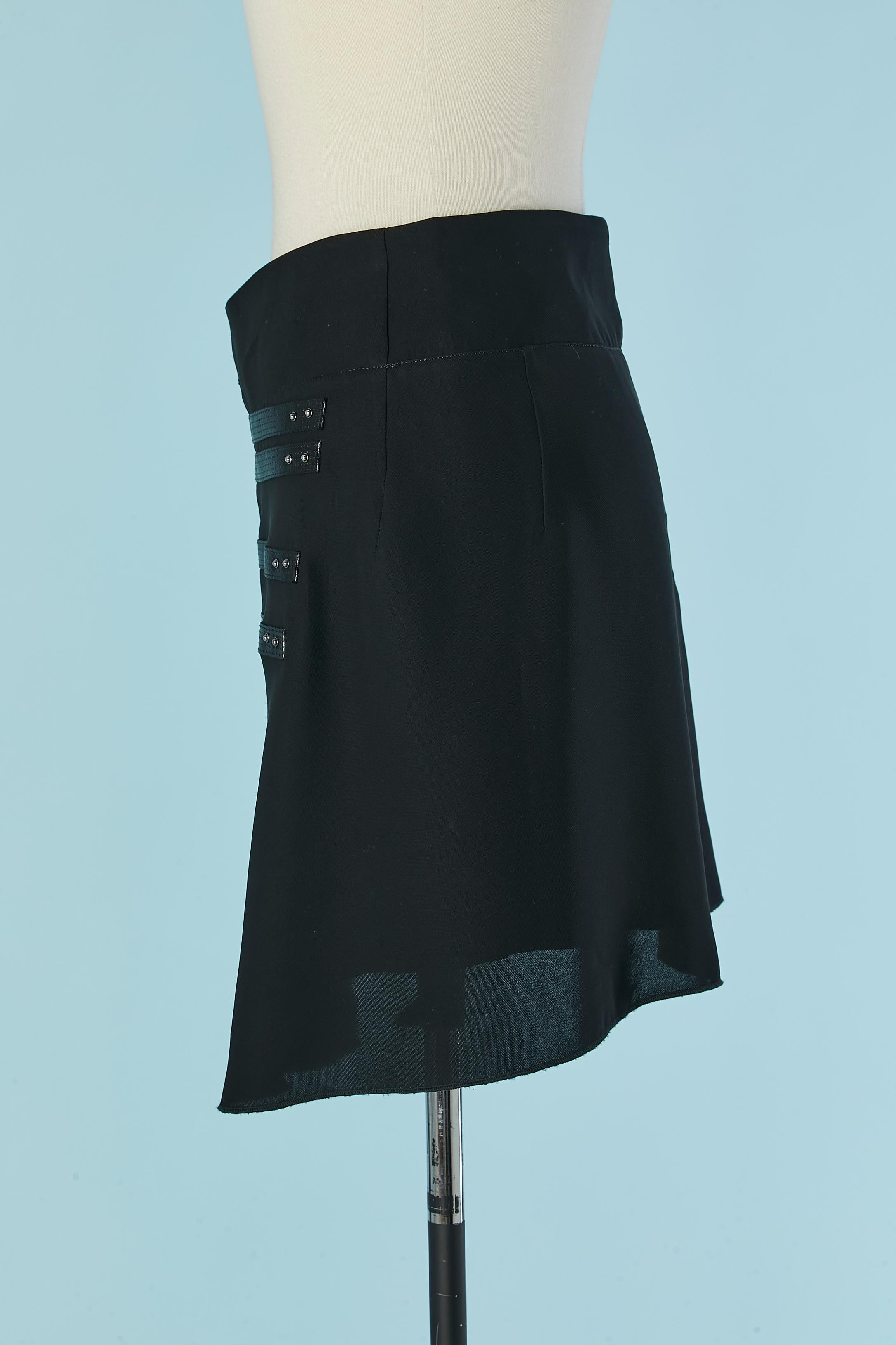 Black wrapped skirt with top stitching satin strap MARITHE + FRANCOIS GIRBAUD For Sale 1