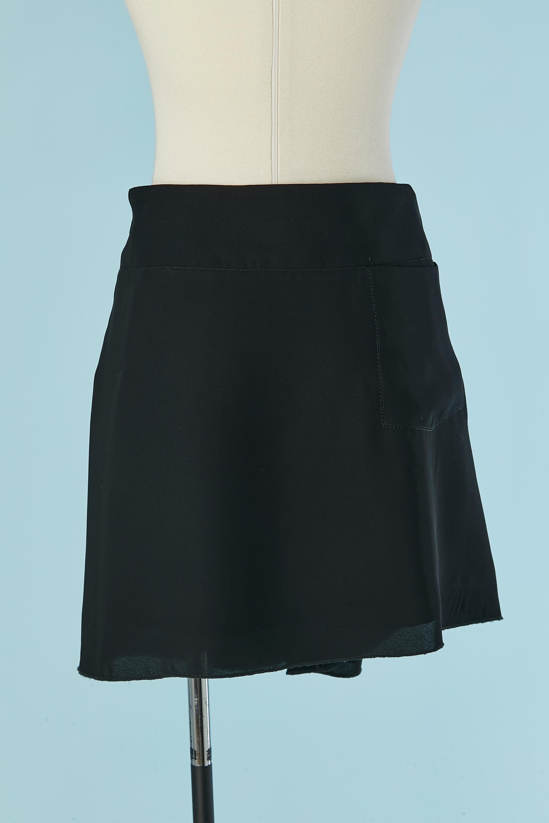 Black wrapped skirt with top stitching satin strap MARITHE + FRANCOIS GIRBAUD For Sale 2