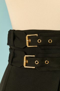 Black wrapped wool skirt with strap around the waist ALEXANDRE VAUTHIER COUTURE