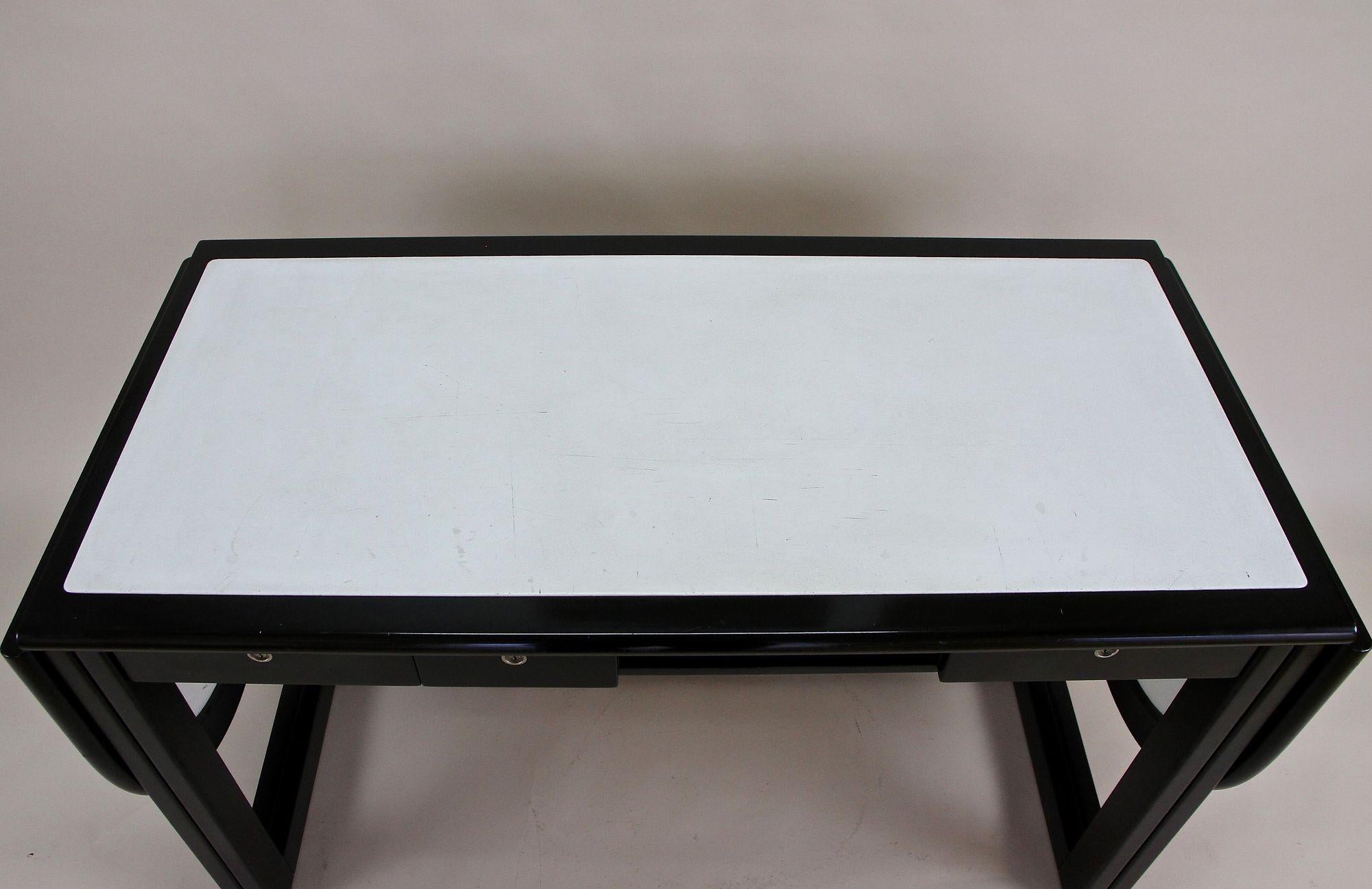 Black Writing Desk with White Leather Surface by Thonet, Detachable, circa 1980 5