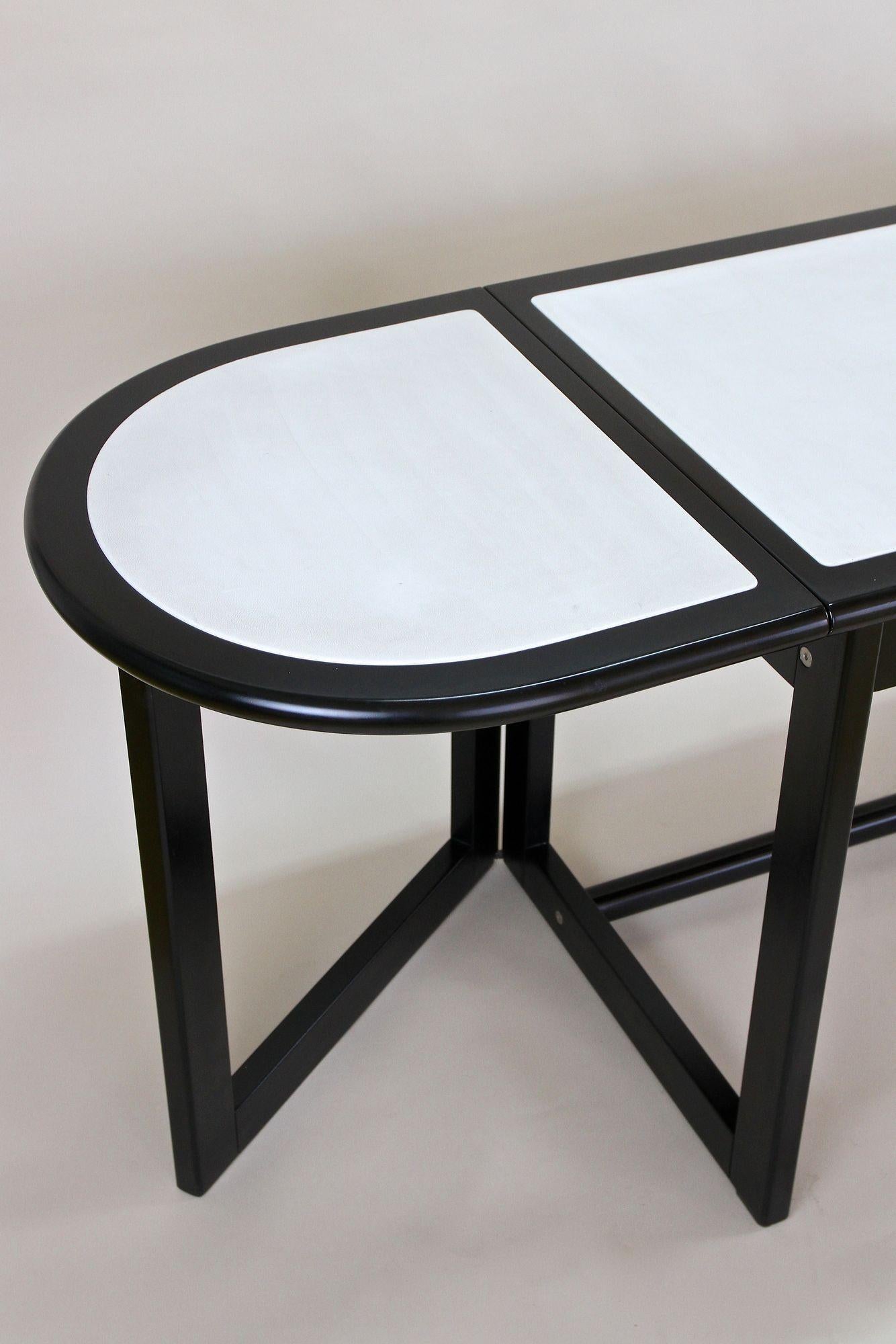 Black Writing Desk with White Leather Surface by Thonet, Detachable, circa 1980 9